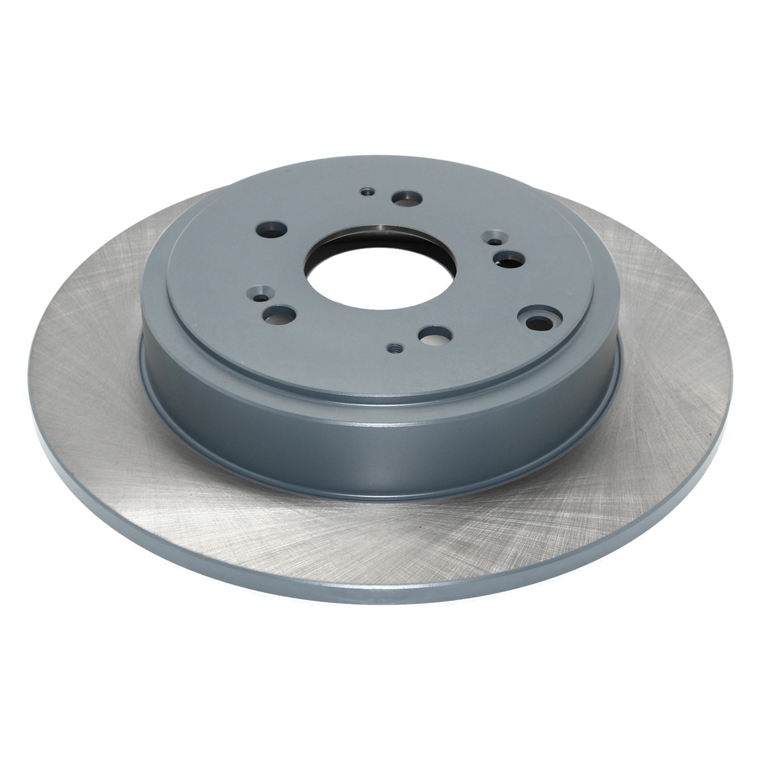 Coated on hat and edge; non-directional swirl finish