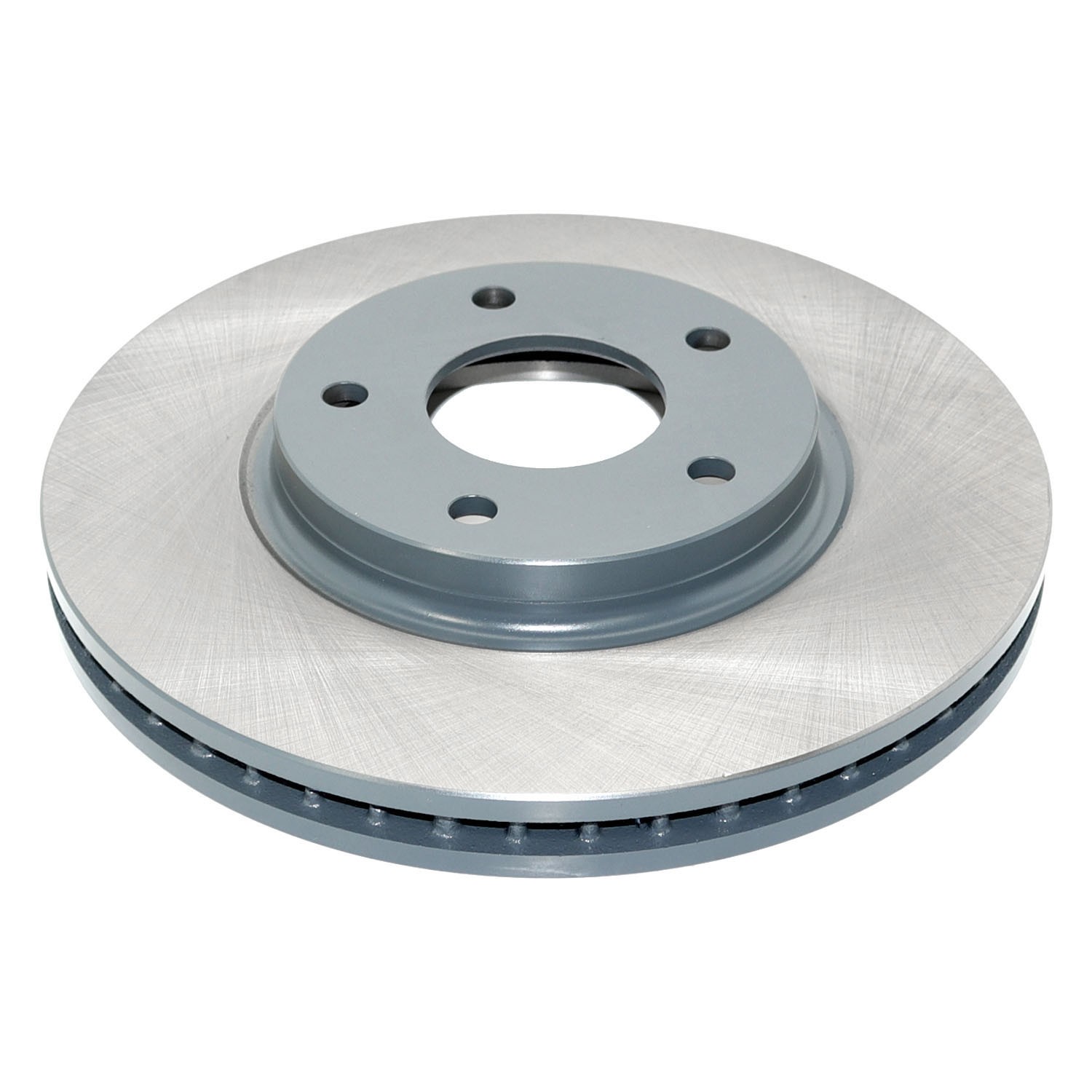 Coated on hat and edge; non-directional swirl finish