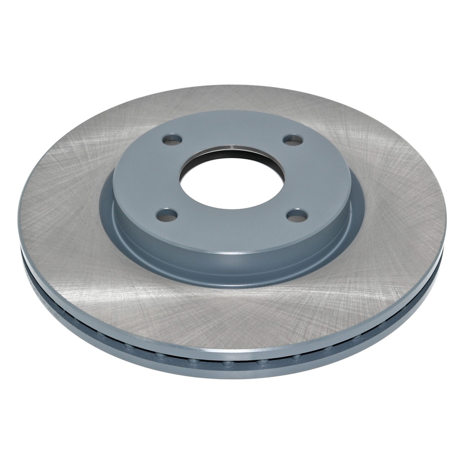 Coated on hat and edge; non-directional swirl finish