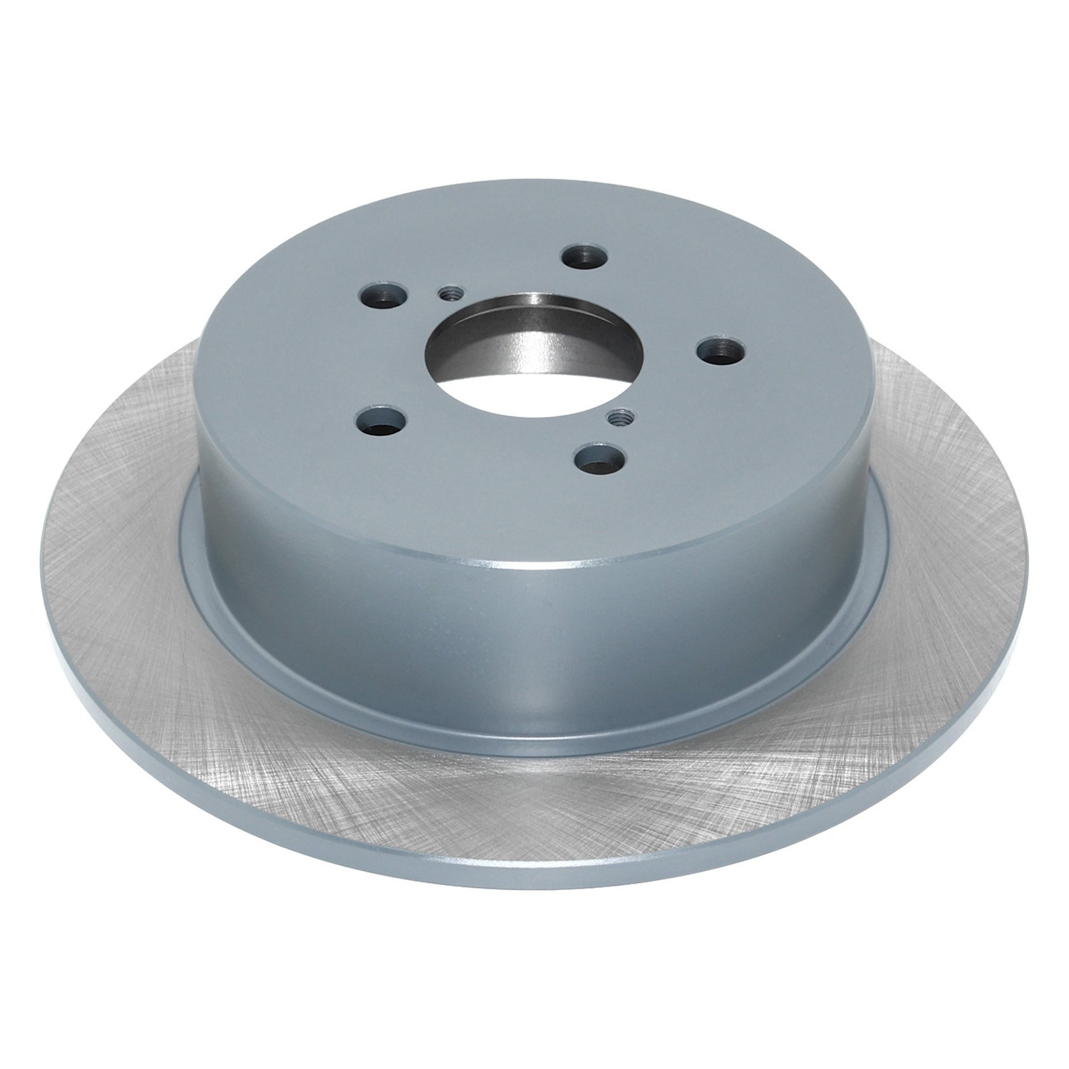 Coated on hat and edge; non-directional swirl finish