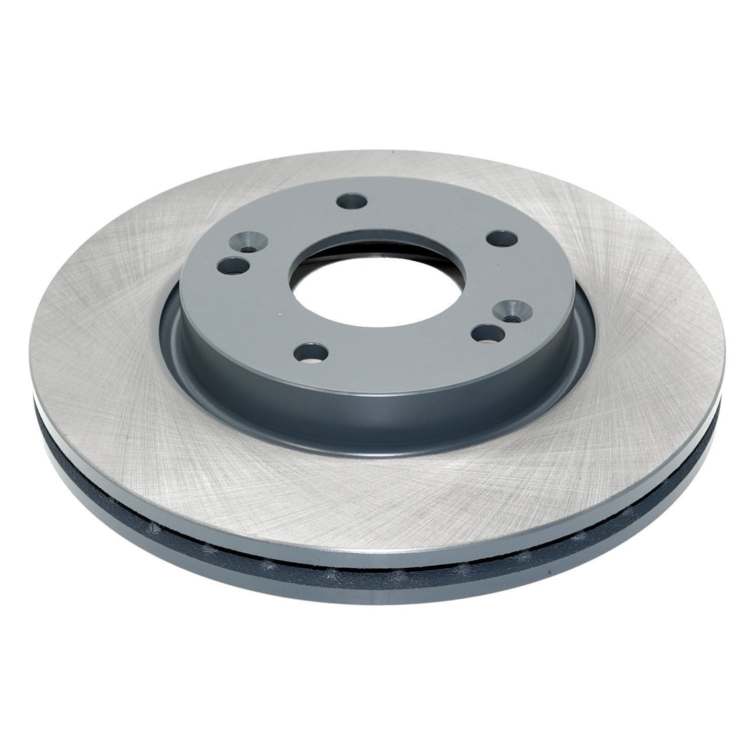 Coated on hat and edge; non-directional swirl finish