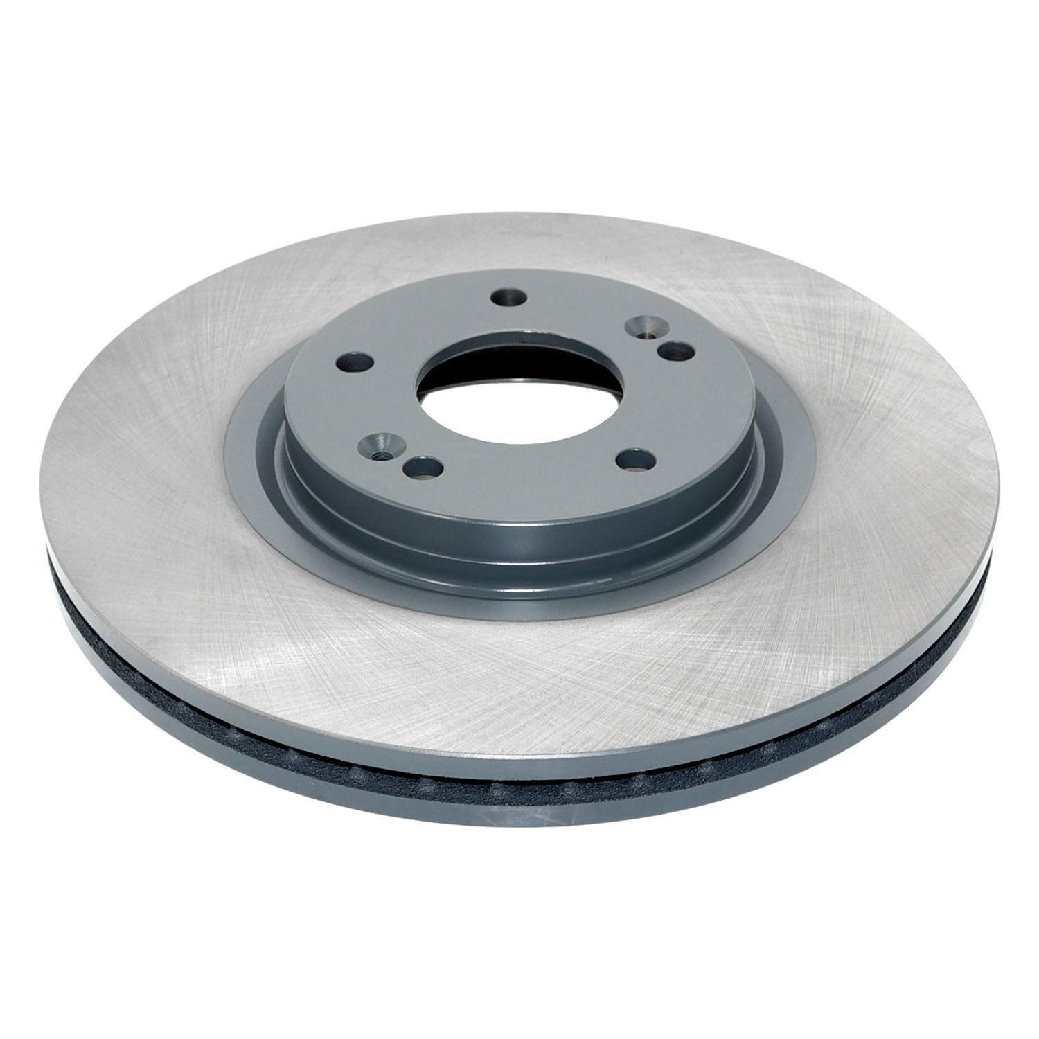 Coated on hat and edge; non-directional swirl finish