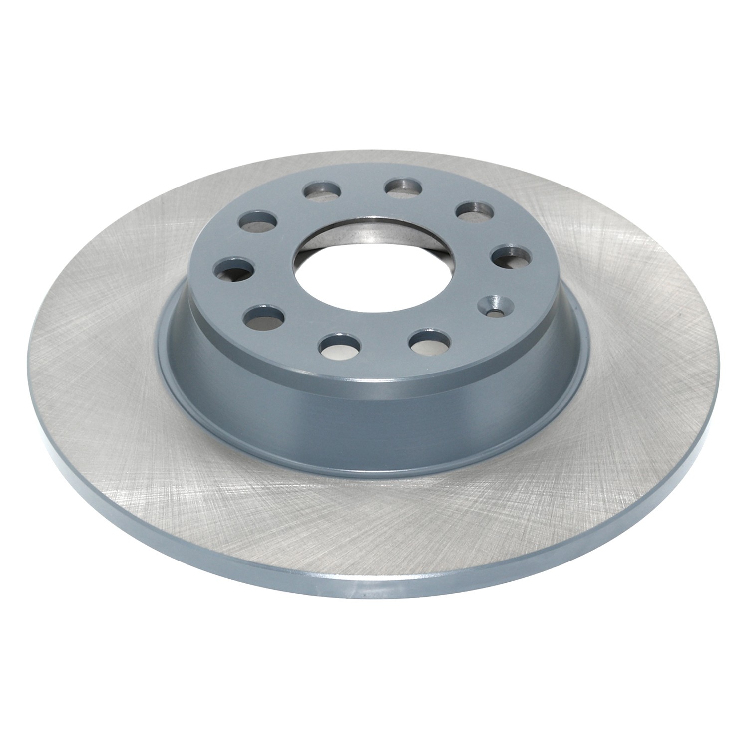Coated on hat and edge; non-directional swirl finish