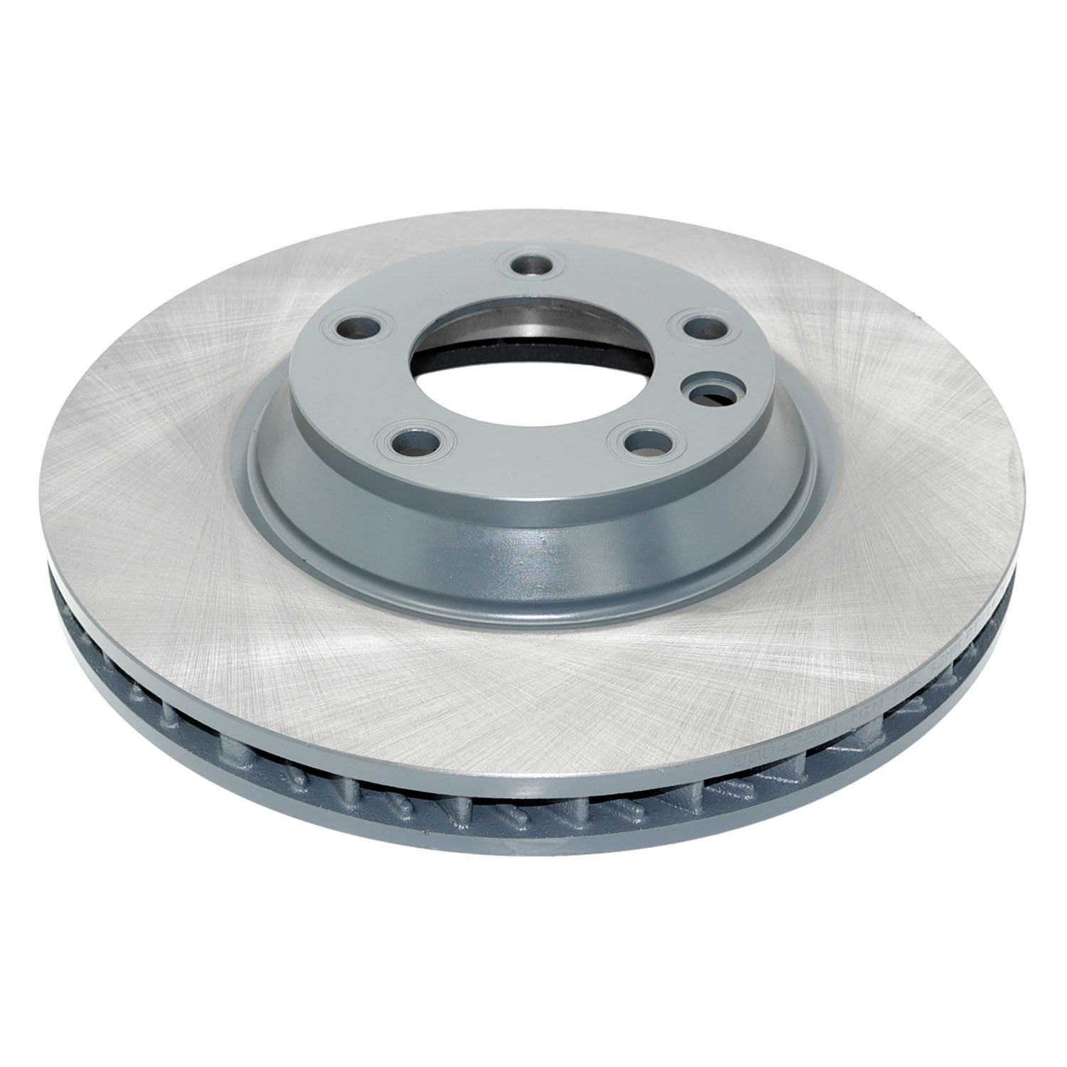 Coated on hat and edge; non-directional swirl finish