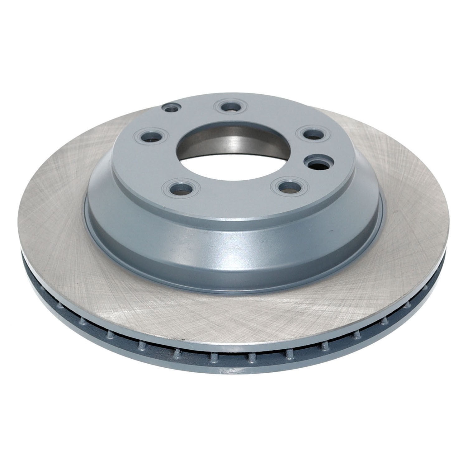 Coated on hat and edge; non-directional swirl finish