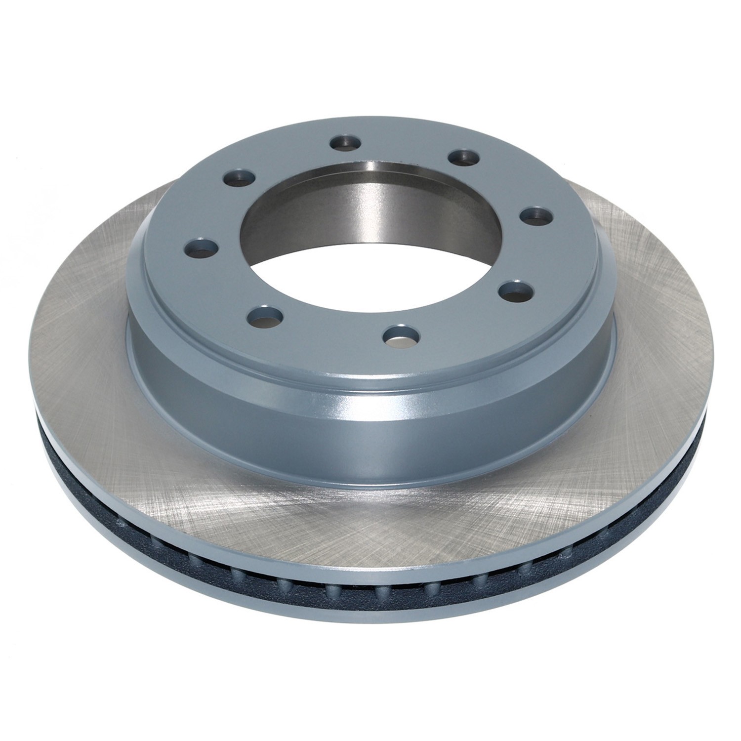 Coated on hat and edge; non-directional swirl finish