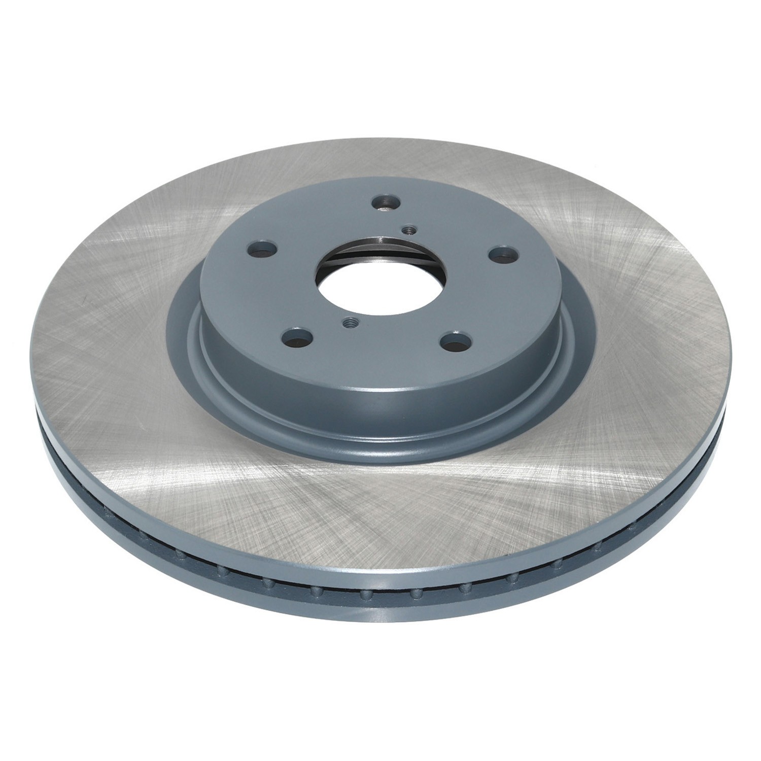 Coated on hat and edge; non-directional swirl finish