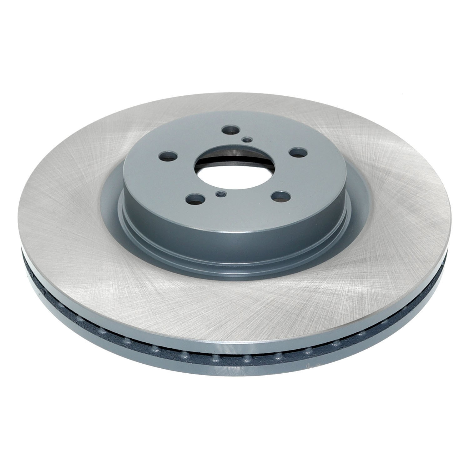 Coated on hat and edge; non-directional swirl finish