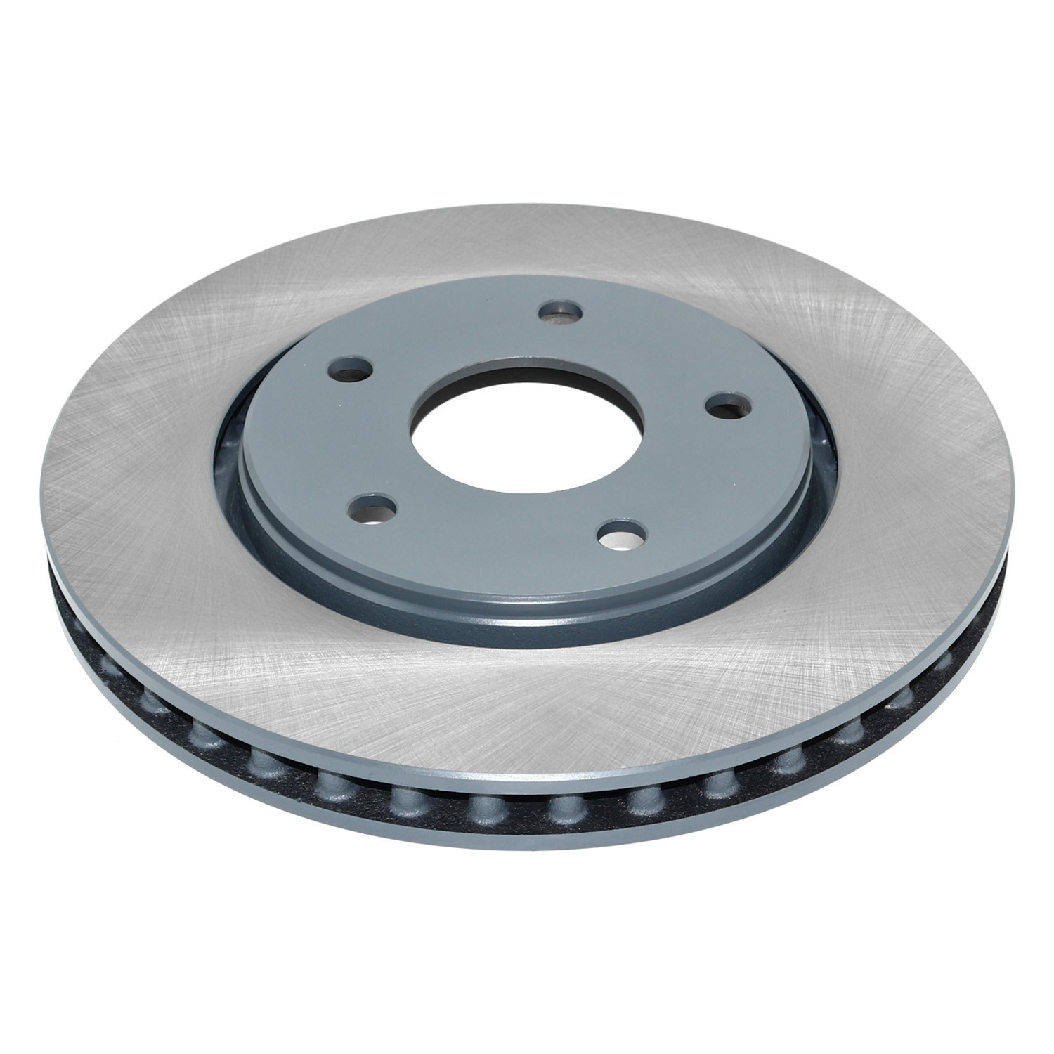 Coated on hat and edge; non-directional swirl finish
