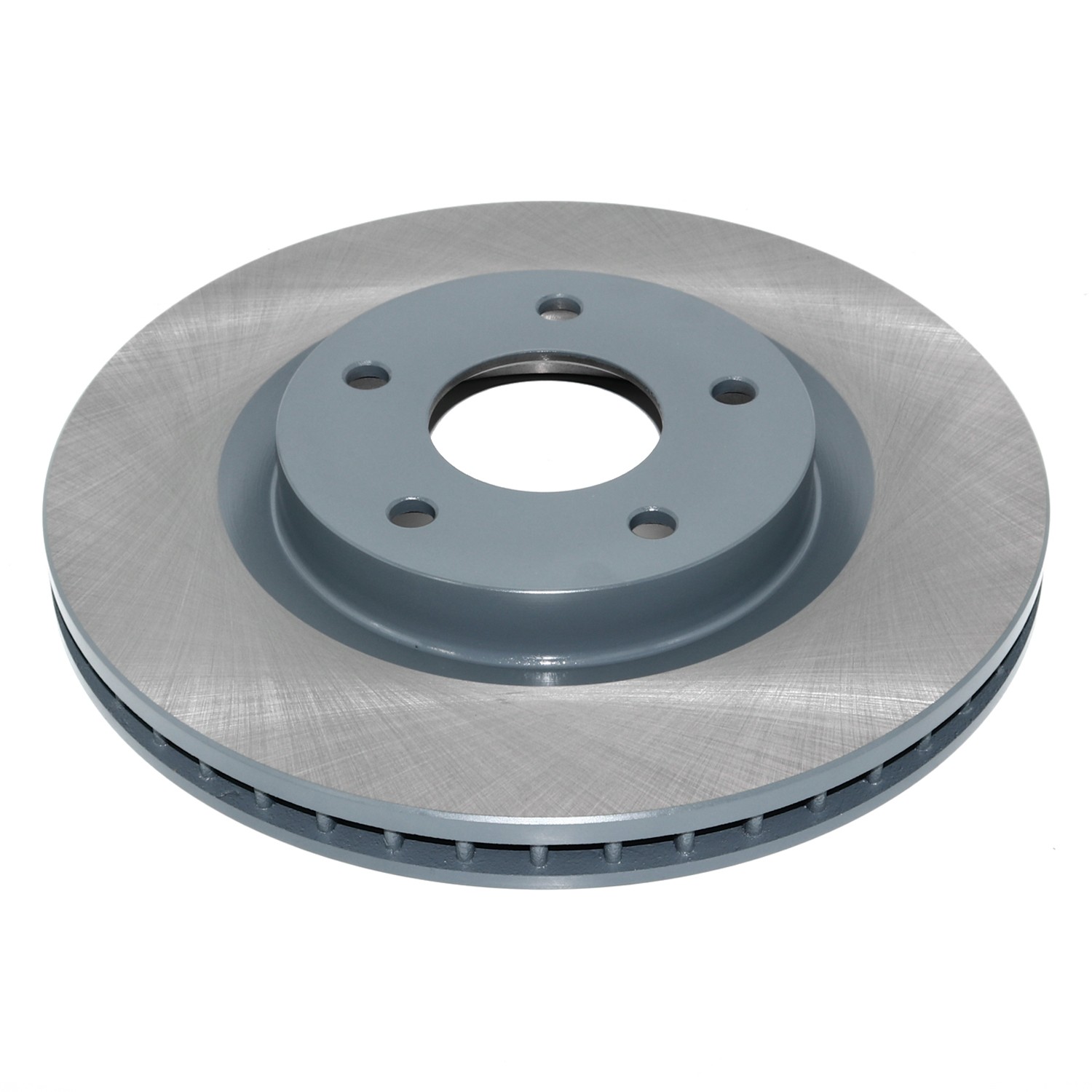 Coated on hat and edge; non-directional swirl finish