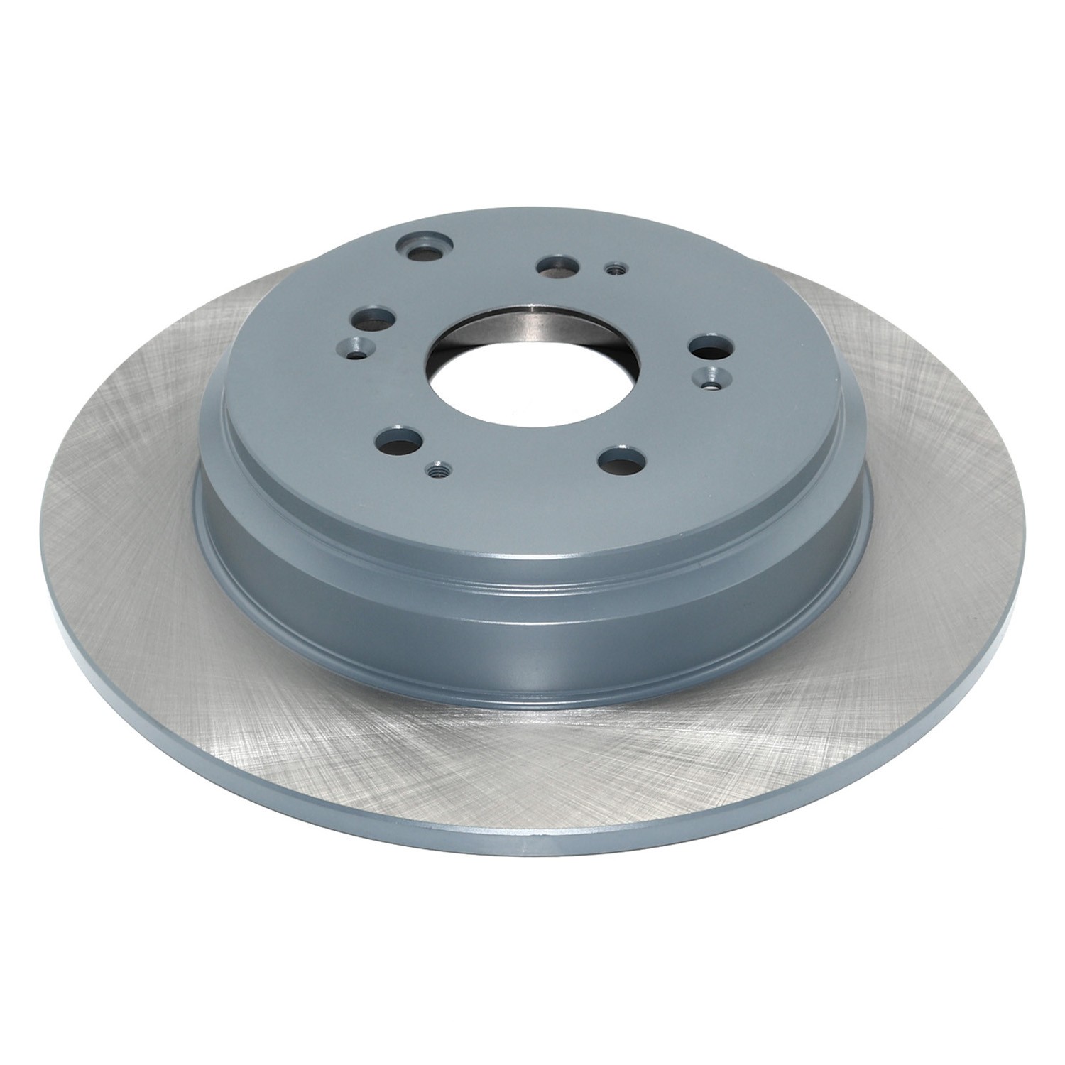 Coated on hat and edge; non-directional swirl finish