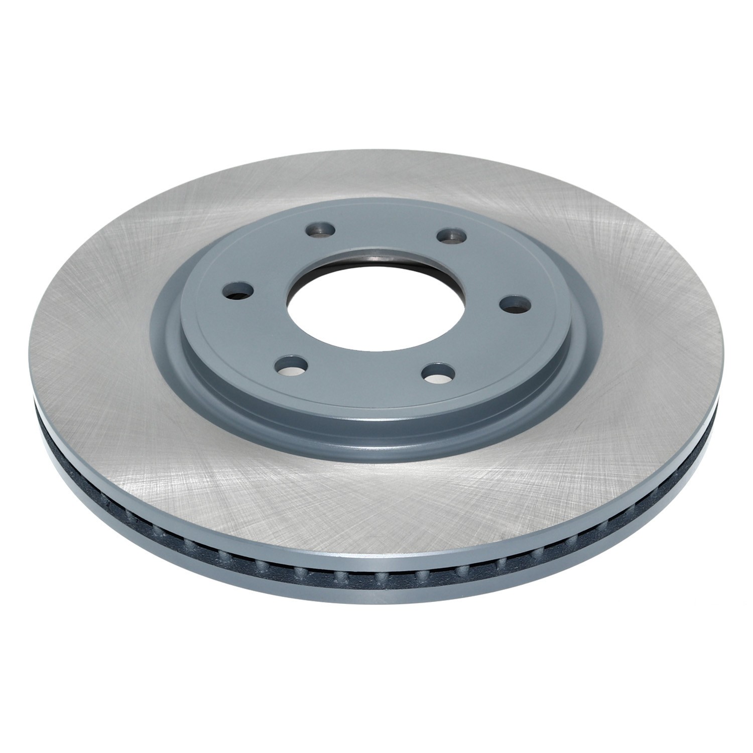 Coated on hat and edge; non-directional swirl finish