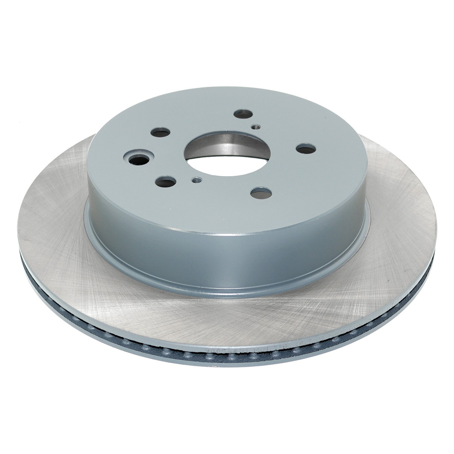 Coated on hat and edge; non-directional swirl finish