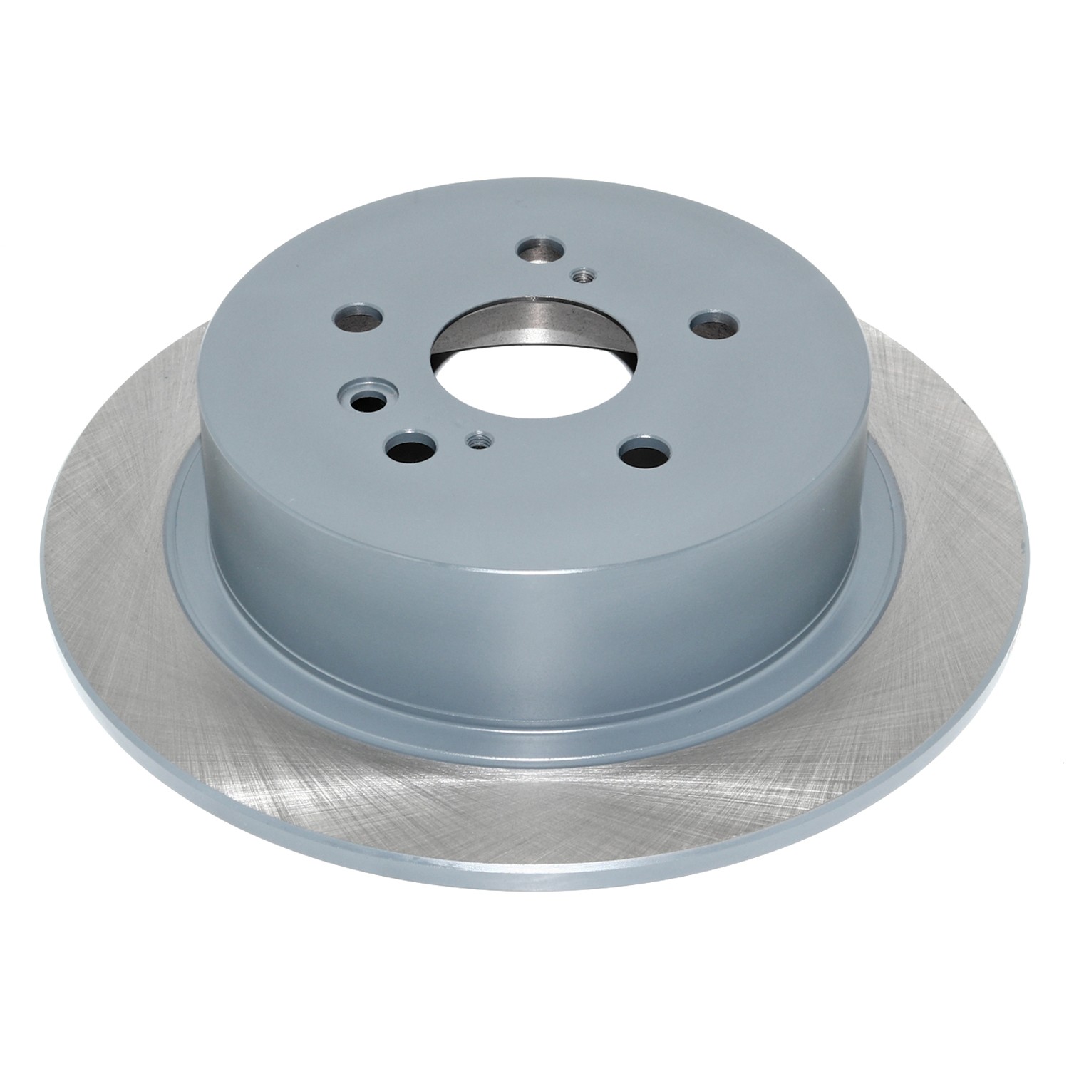 Coated on hat and edge; non-directional swirl finish
