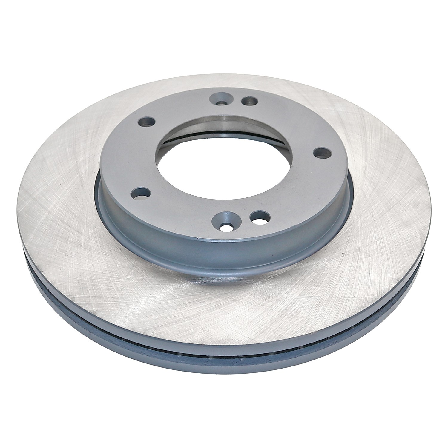 Coated on hat and edge; non-directional swirl finish