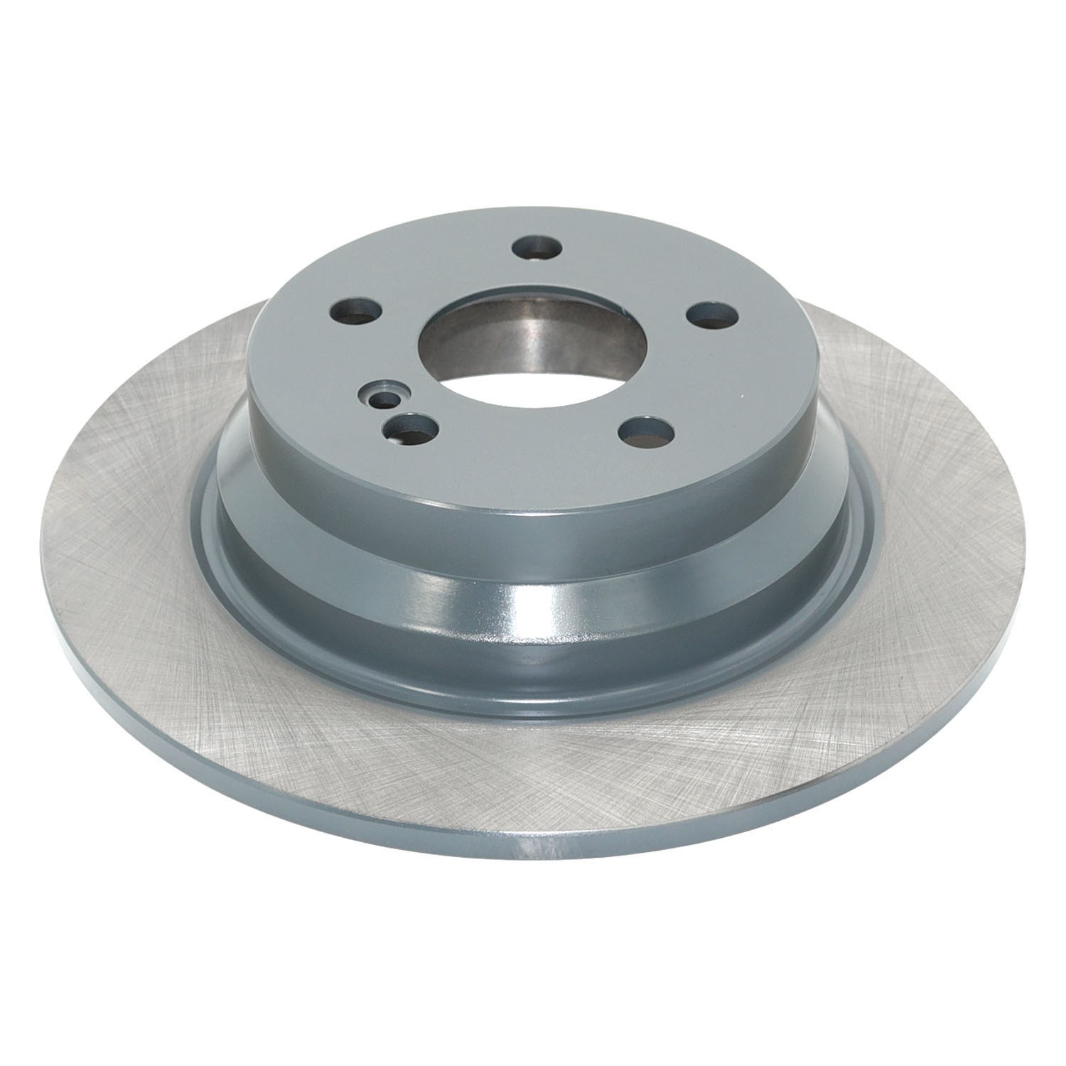 Coated on hat and edge; non-directional swirl finish