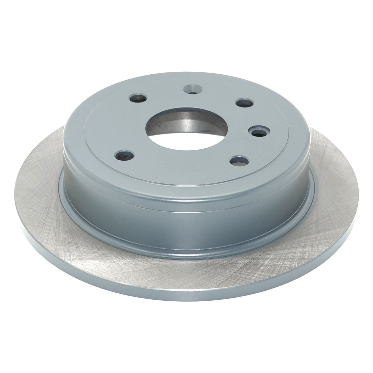 Coated on hat and edge; non-directional swirl finish