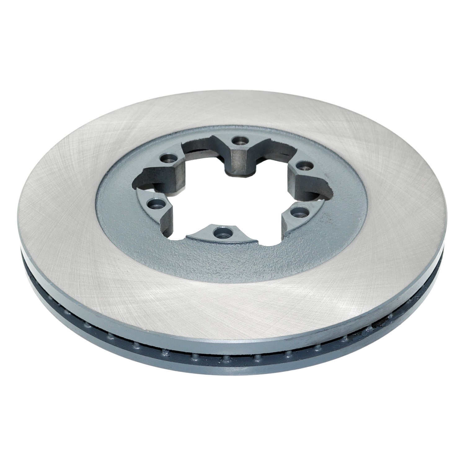 Coated on hat and edge; non-directional swirl finish