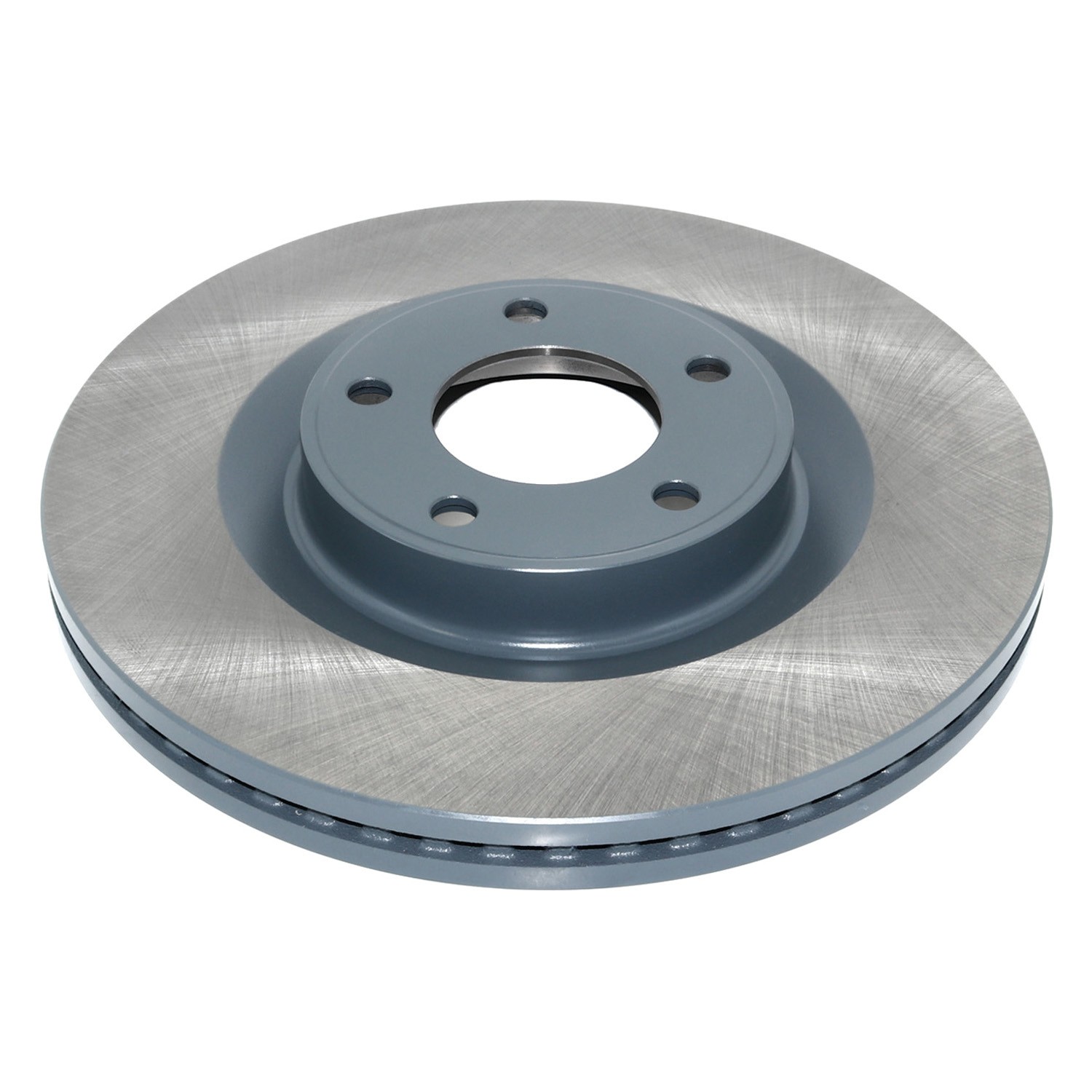 Coated on hat and edge; non-directional swirl finish