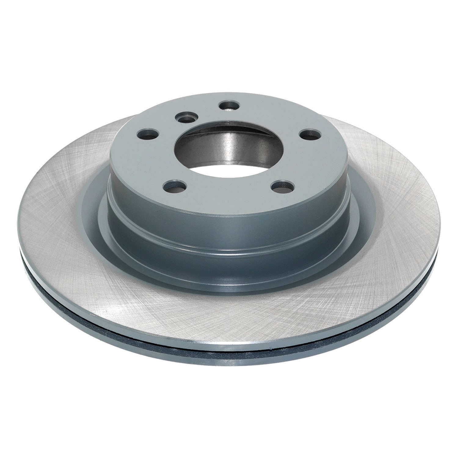 Coated on hat and edge; non-directional swirl finish