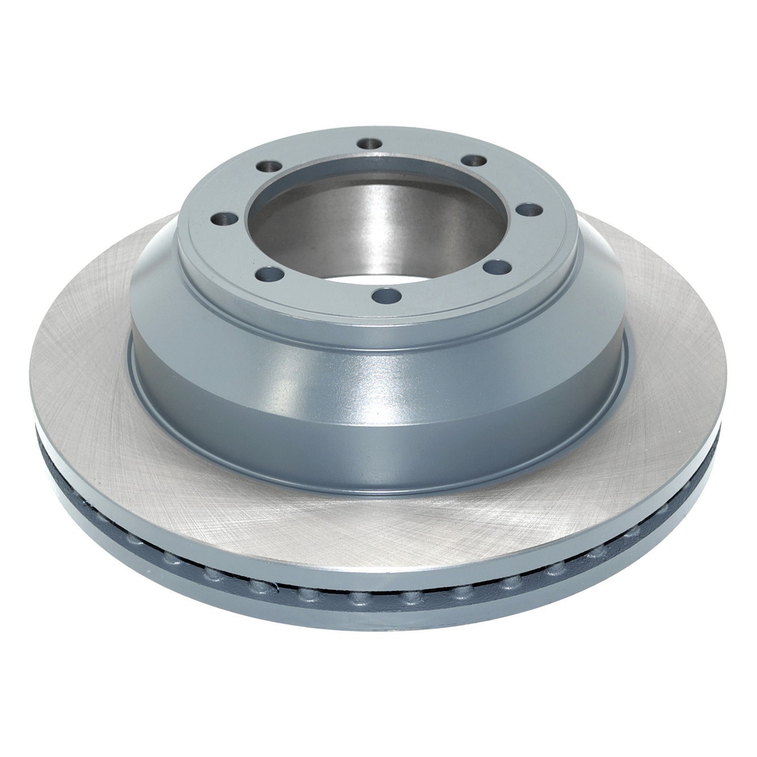 Coated on hat and edge; non-directional swirl finish