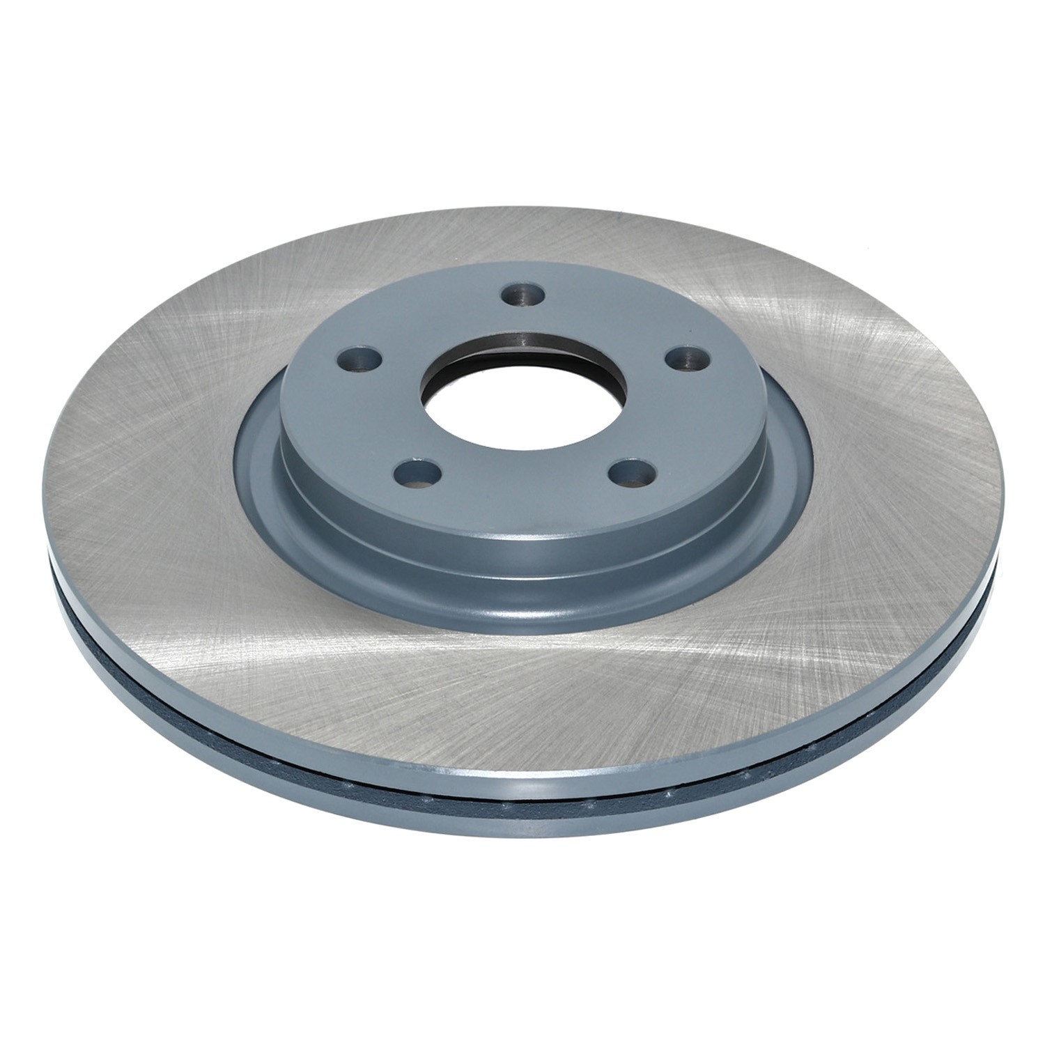 Coated on hat and edge; non-directional swirl finish