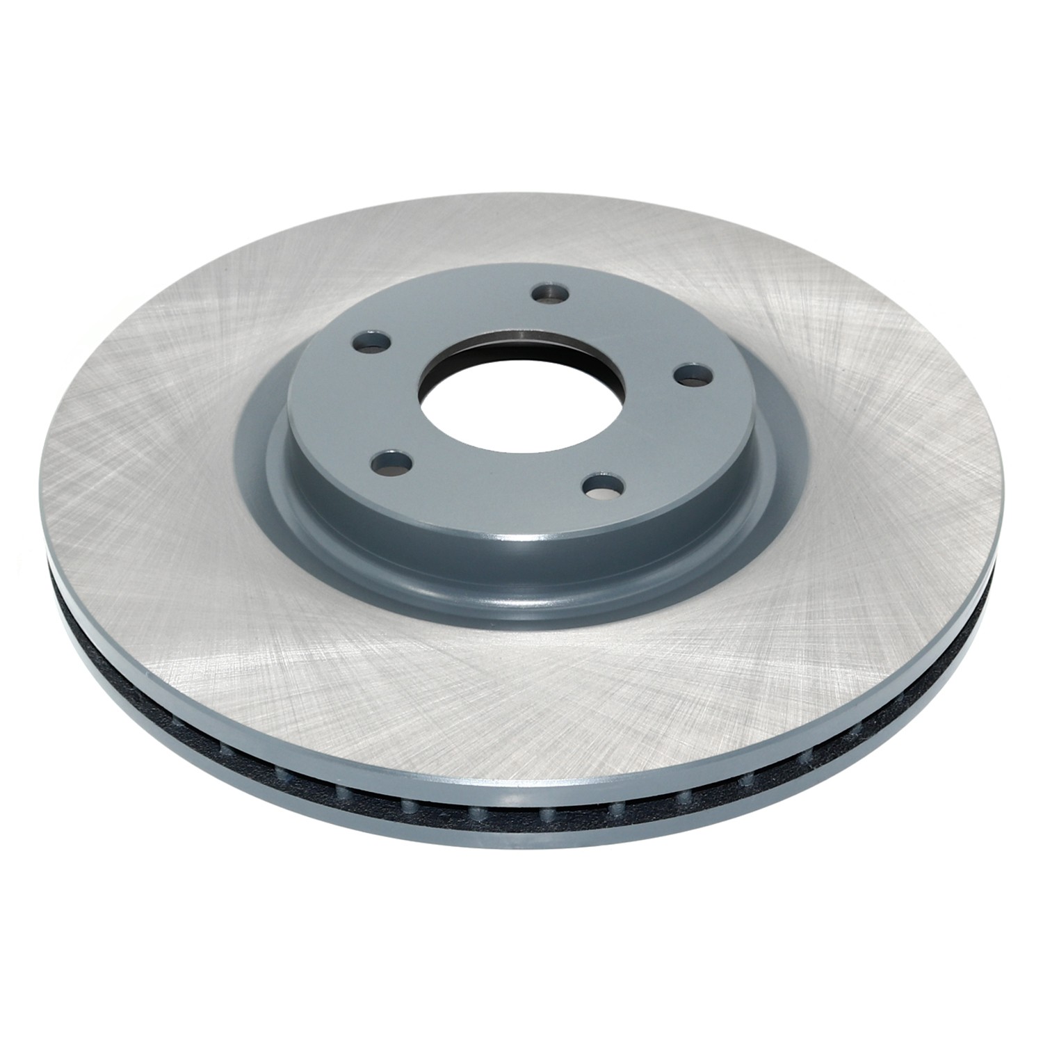 Coated on hat and edge; non-directional swirl finish