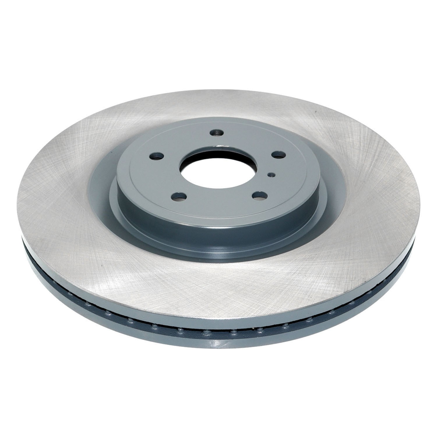 Coated on hat and edge; non-directional swirl finish