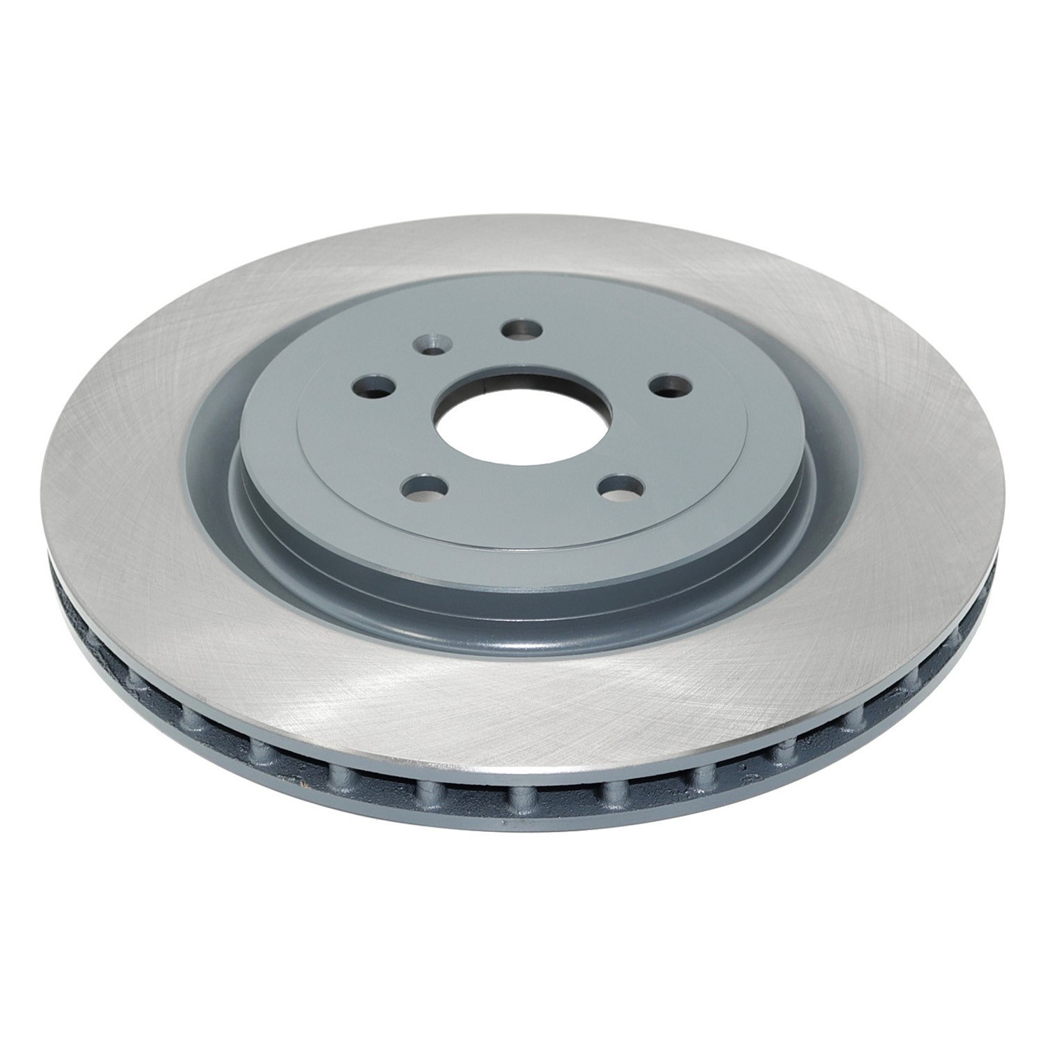 Coated on hat and edge; non-directional swirl finish