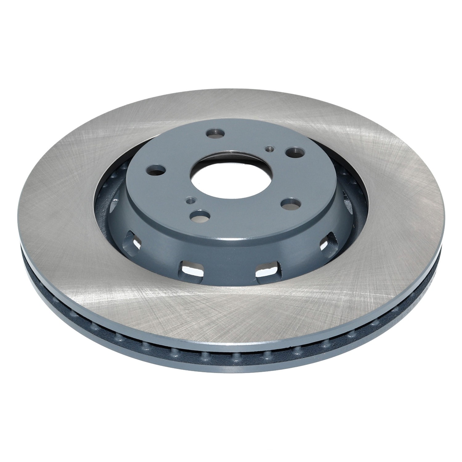 Coated on hat and edge; non-directional swirl finish