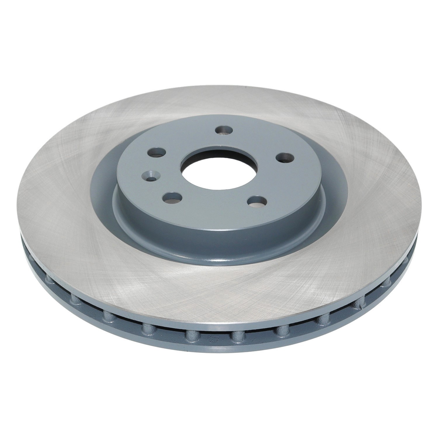Coated on hat and edge; non-directional swirl finish