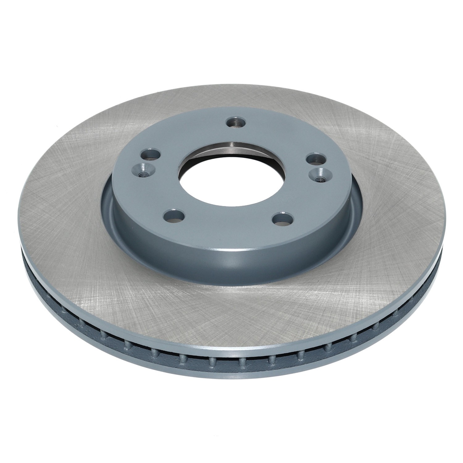 Coated on hat and edge; non-directional swirl finish