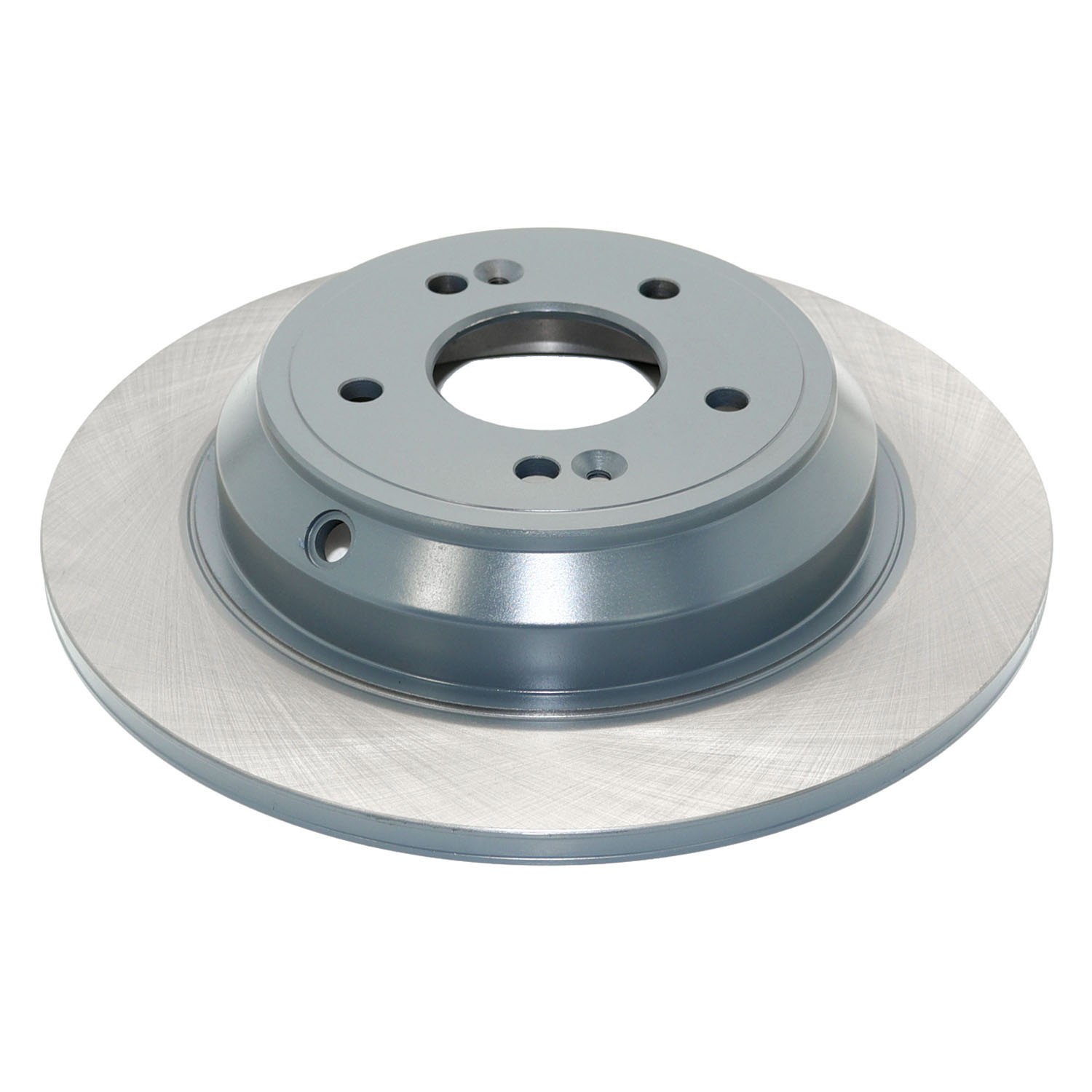 Coated on hat and edge; non-directional swirl finish