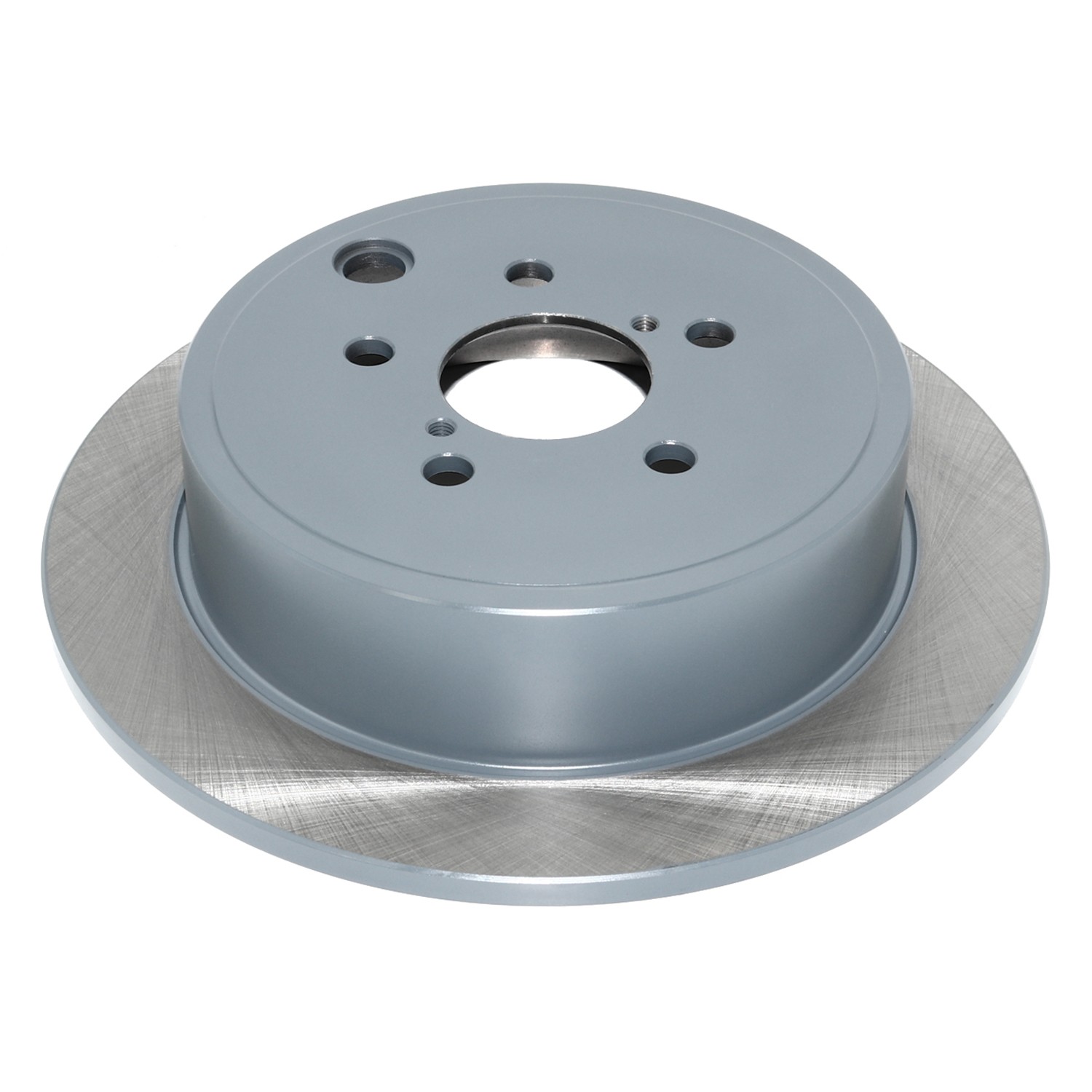 Coated on hat and edge; non-directional swirl finish
