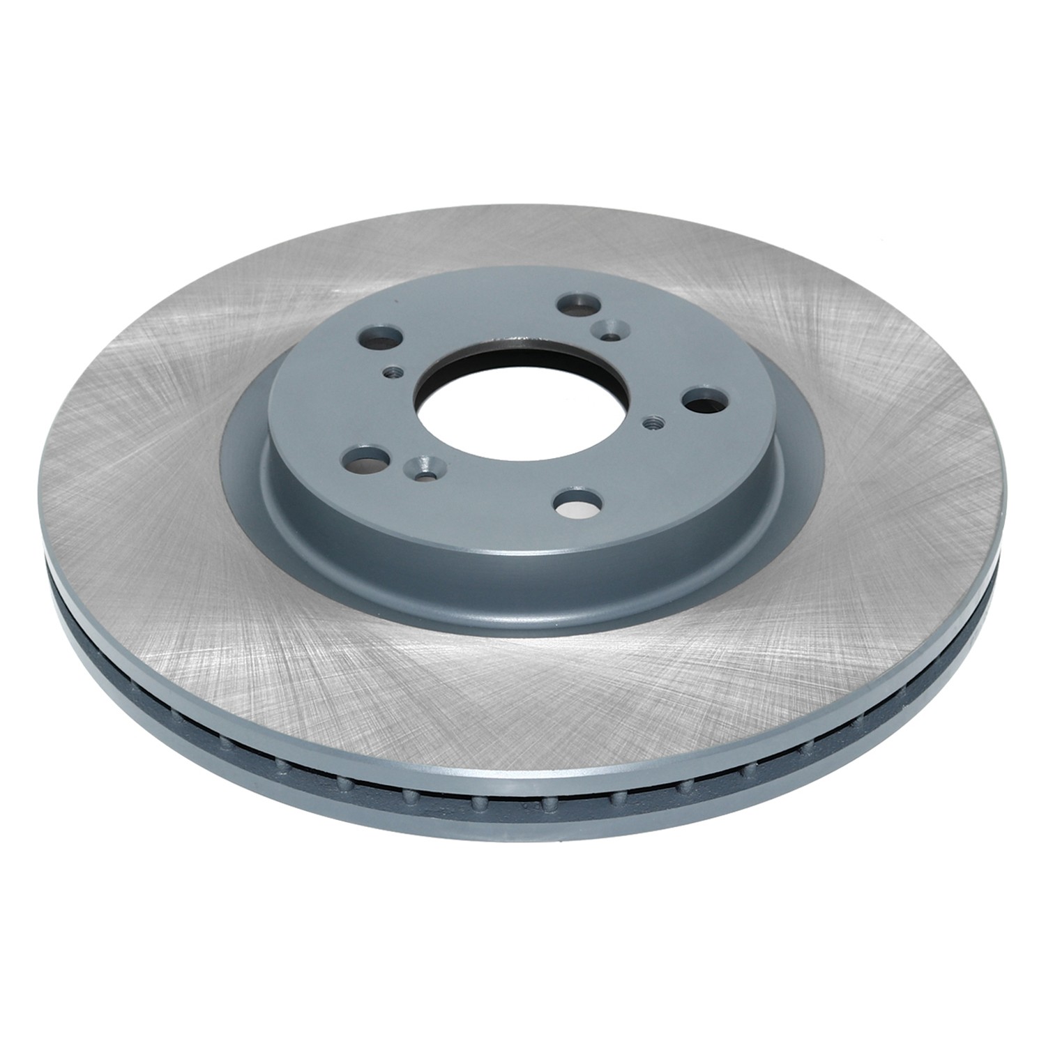 Coated on hat and edge; non-directional swirl finish