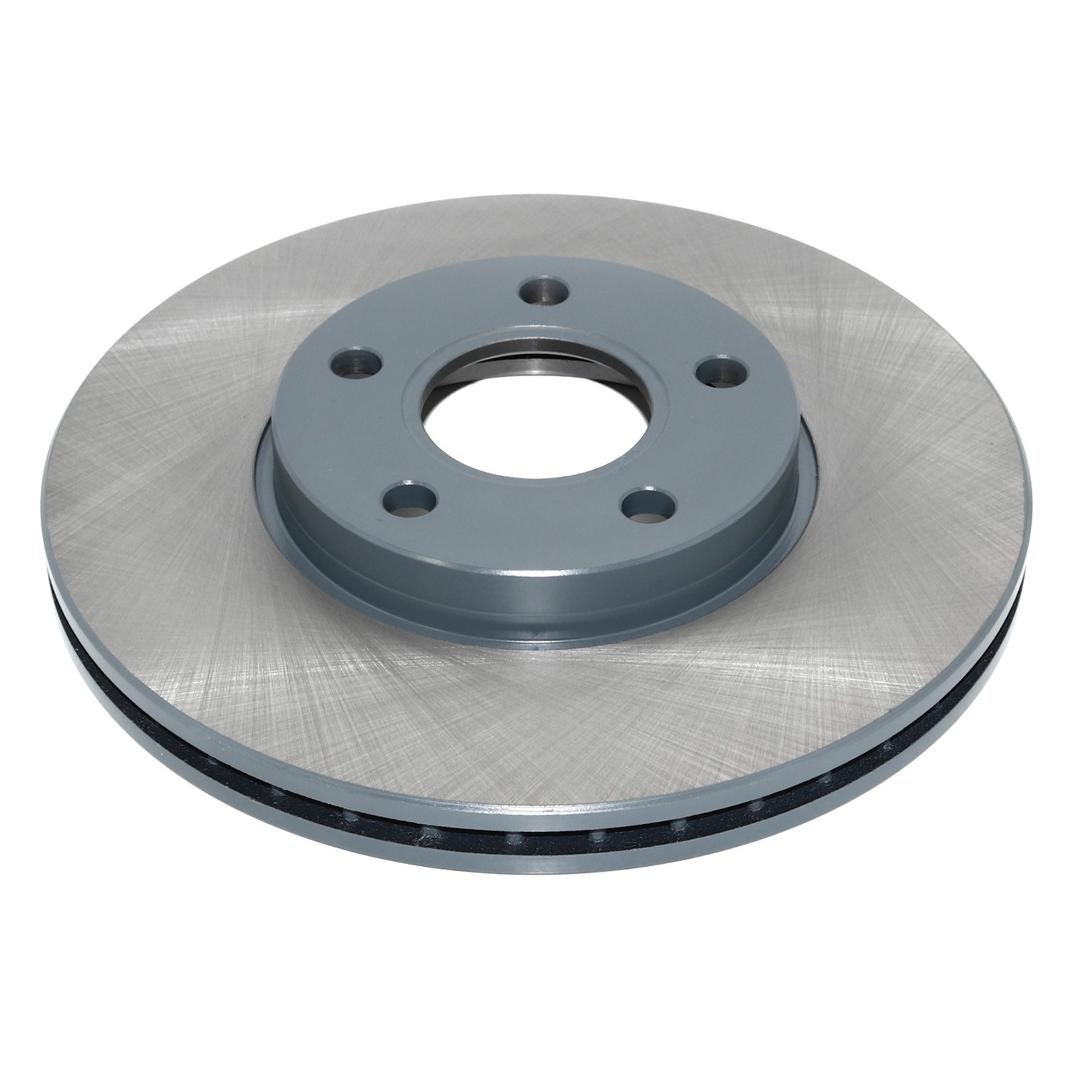 Coated on hat and edge; non-directional swirl finish