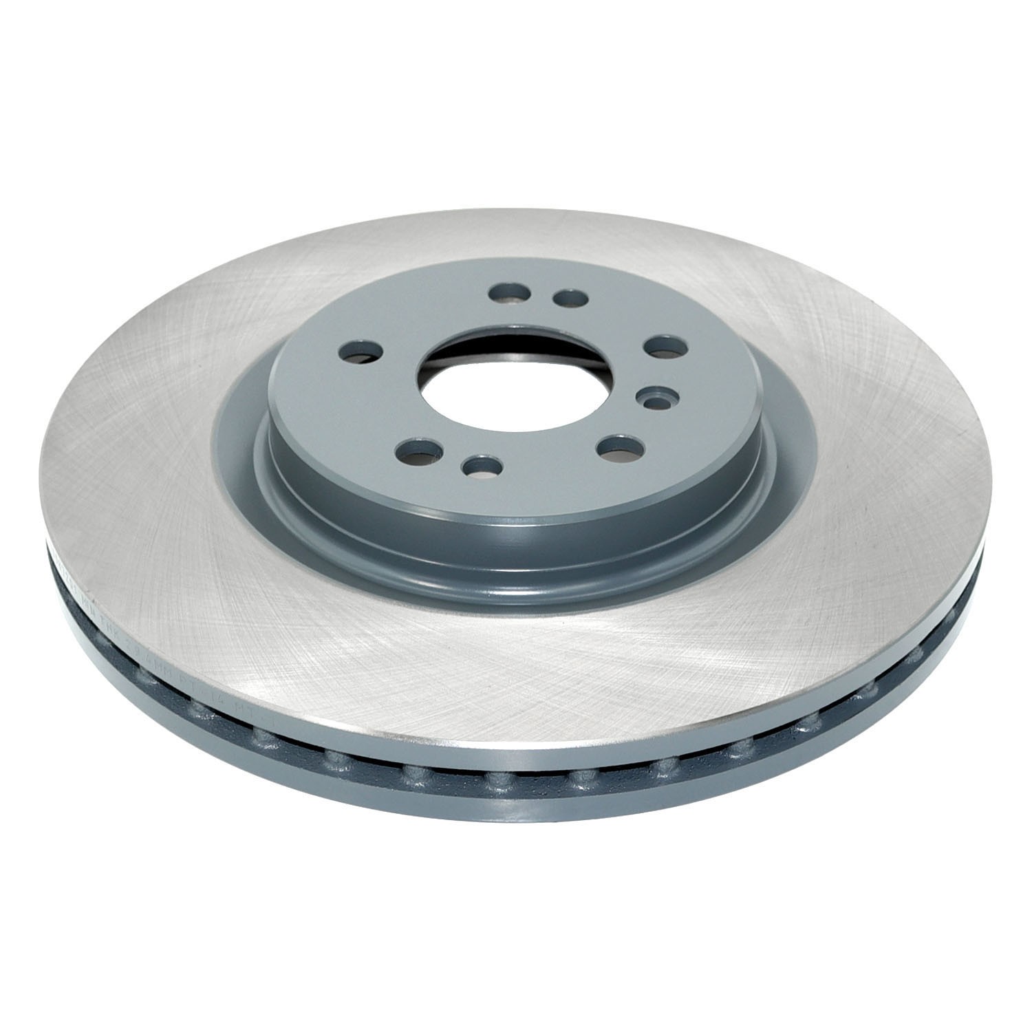 Coated on hat and edge; non-directional swirl finish