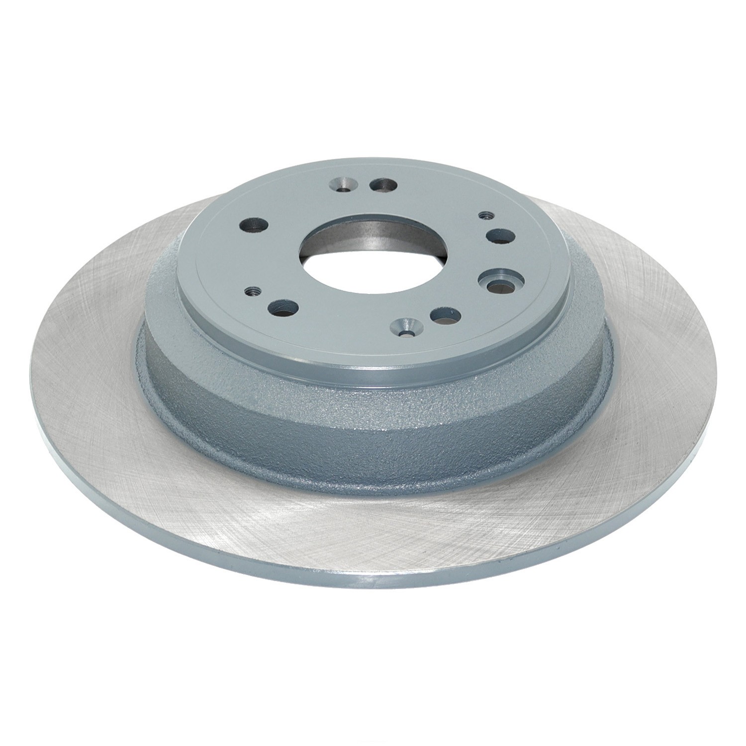 Coated on hat and edge; non-directional swirl finish