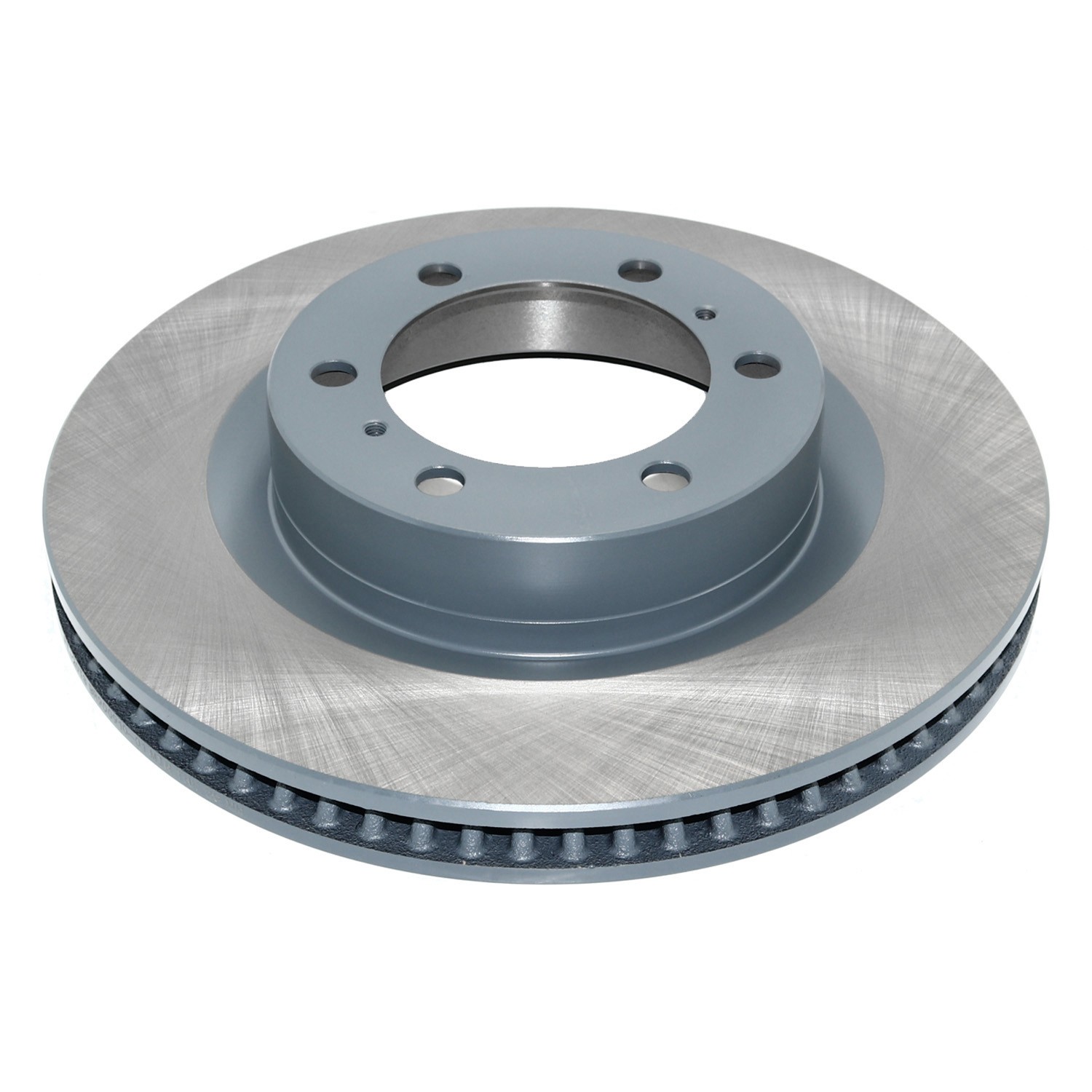 Coated on hat and edge; non-directional swirl finish