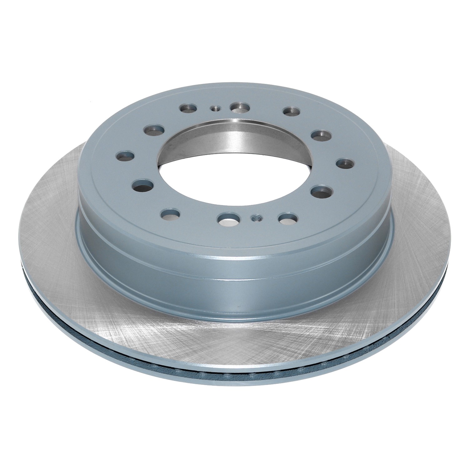 Coated on hat and edge; non-directional swirl finish