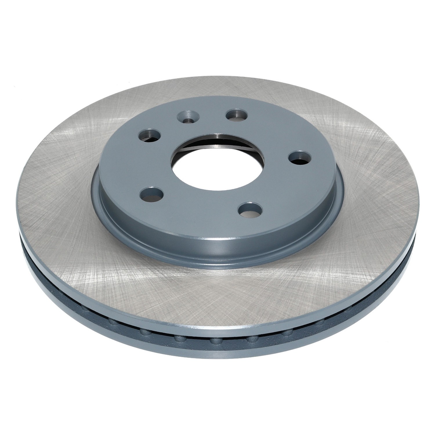 Coated on hat and edge; non-directional swirl finish