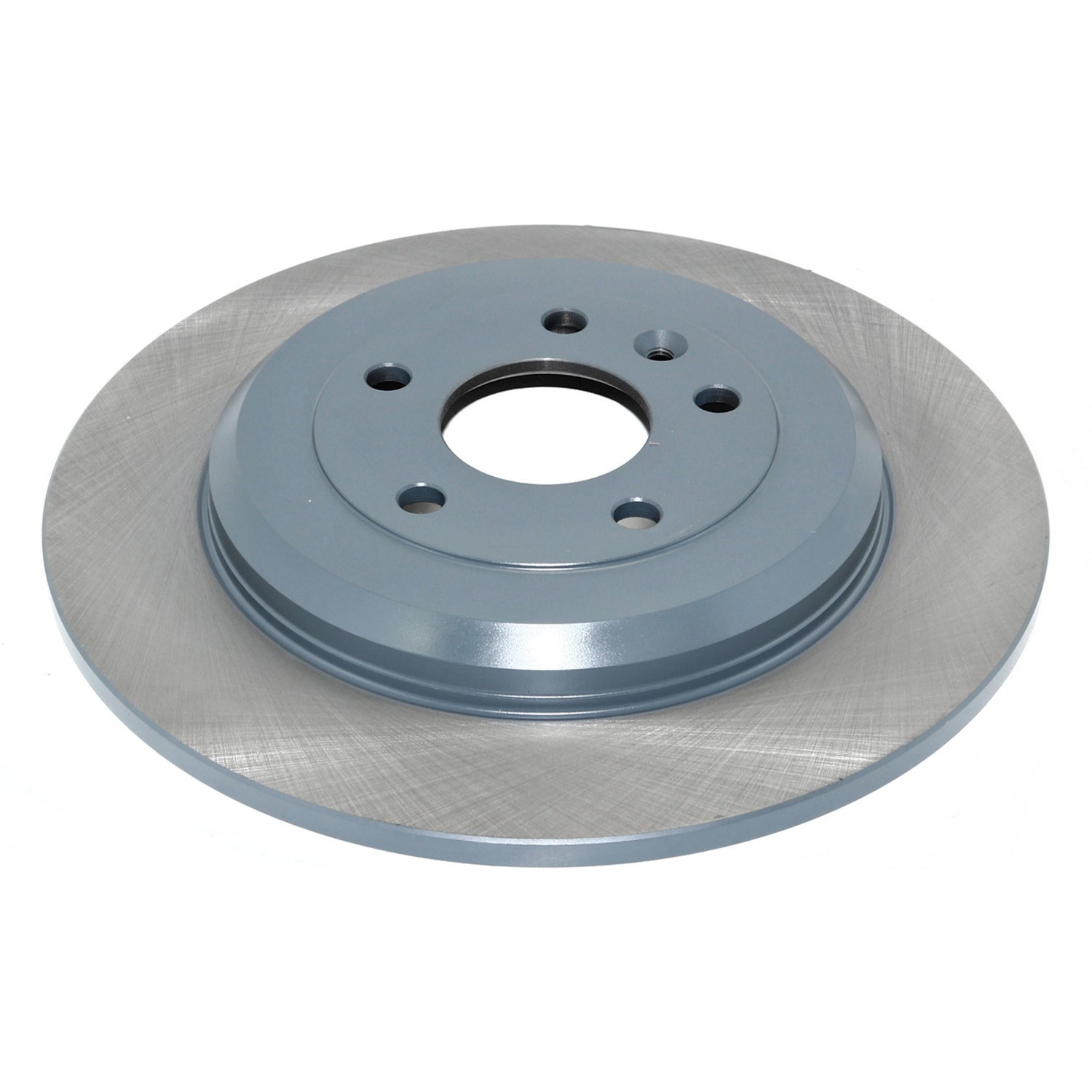 Coated on hat and edge; non-directional swirl finish