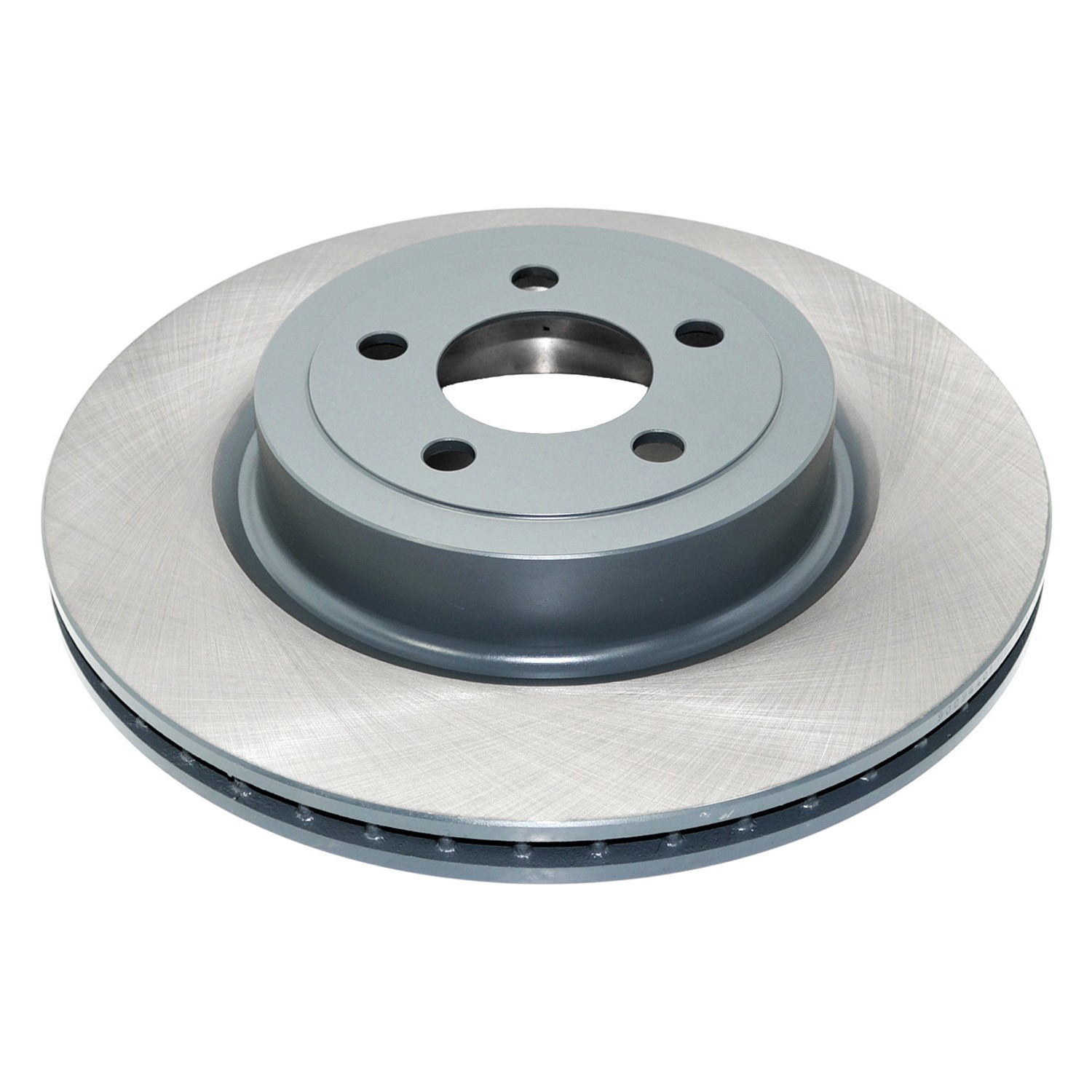 Coated on hat and edge; non-directional swirl finish