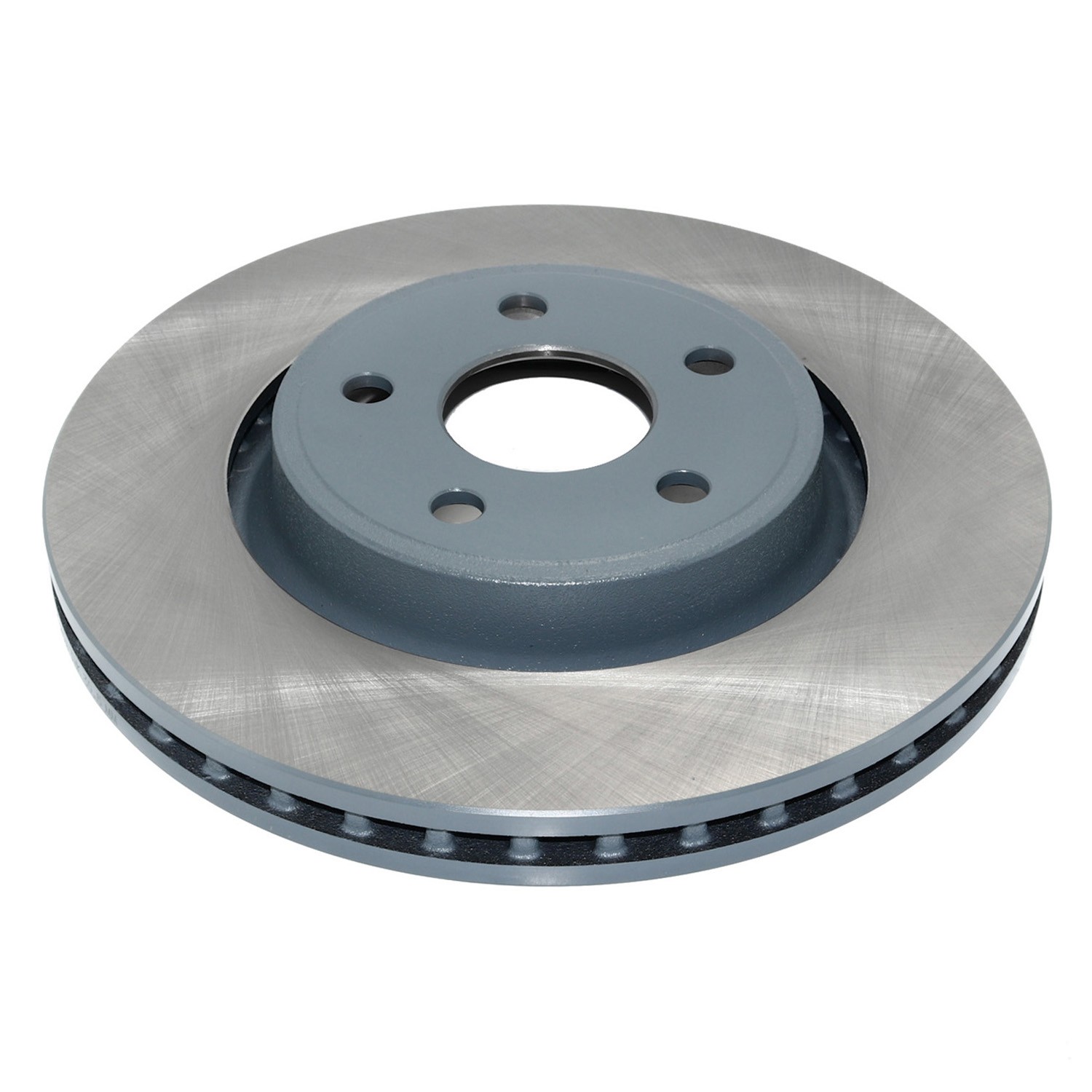 Coated on hat and edge; non-directional swirl finish