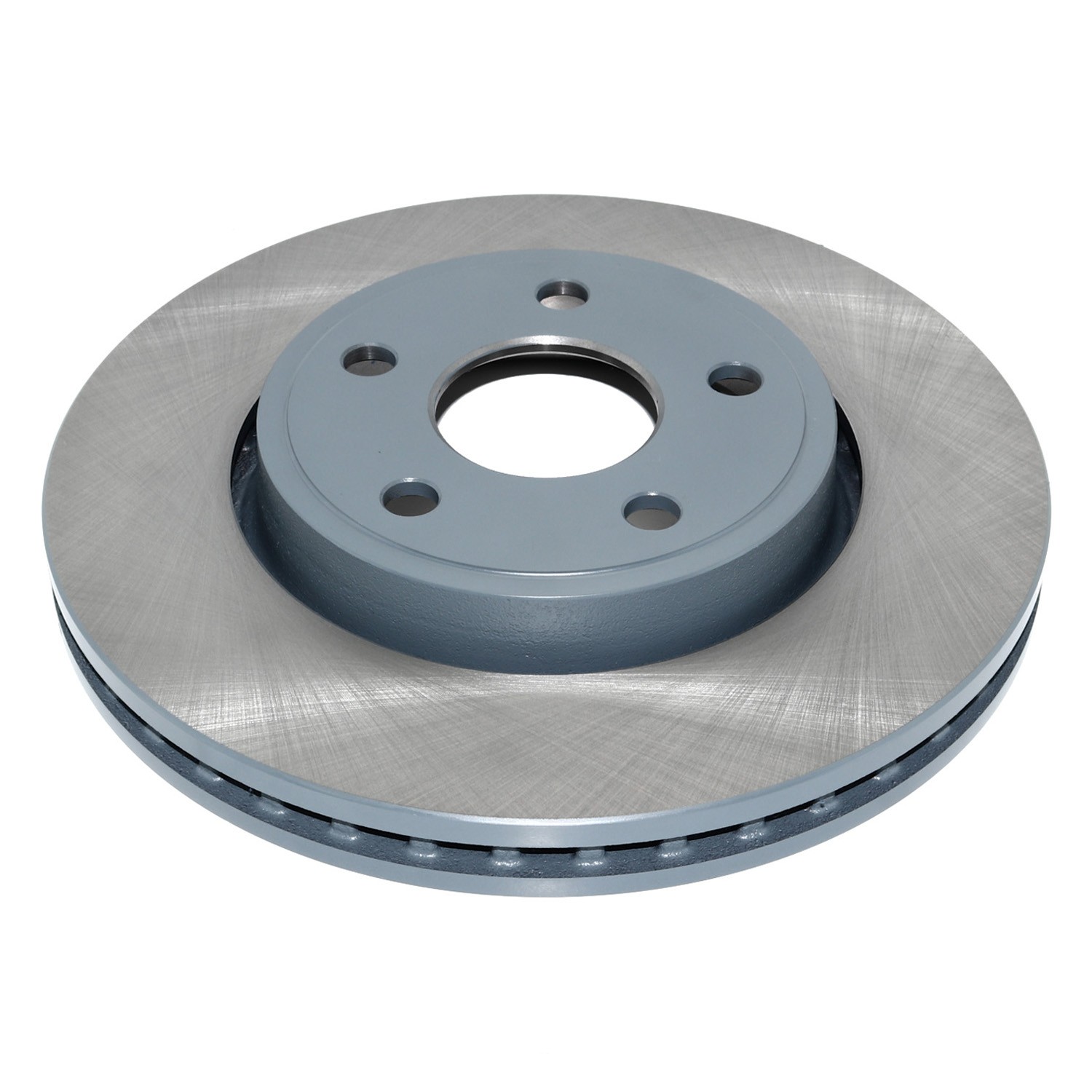 Coated on hat and edge; non-directional swirl finish