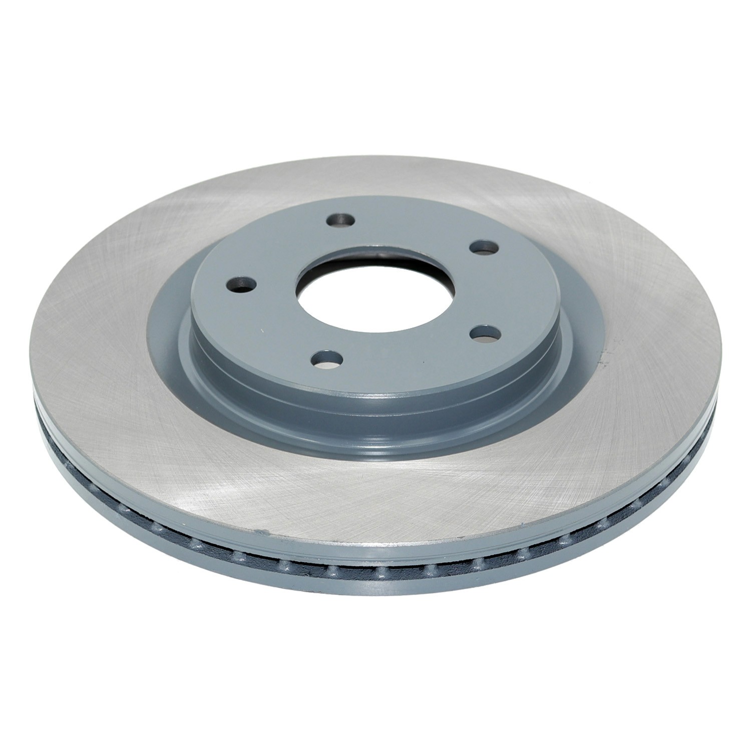 Coated on hat and edge; non-directional swirl finish