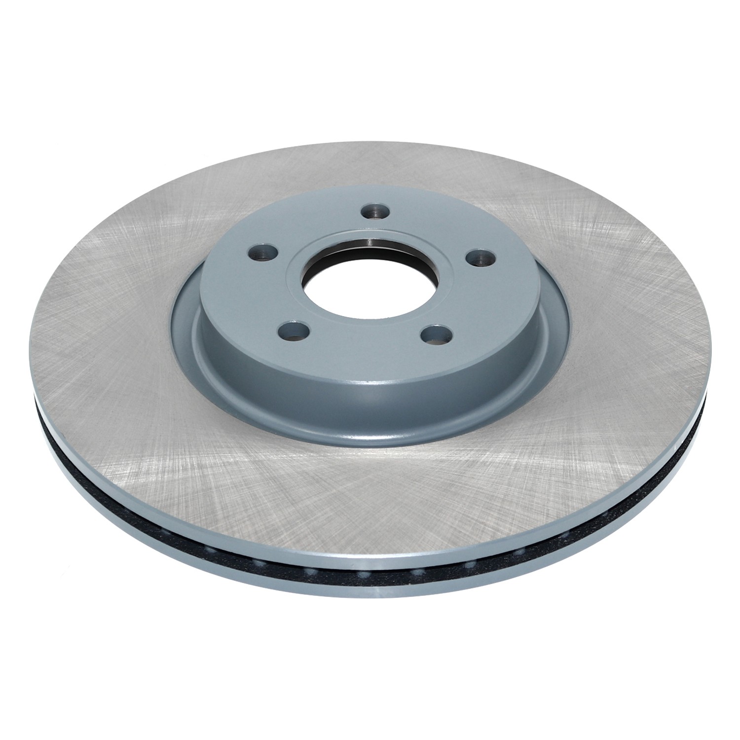 Coated on hat and edge; non-directional swirl finish