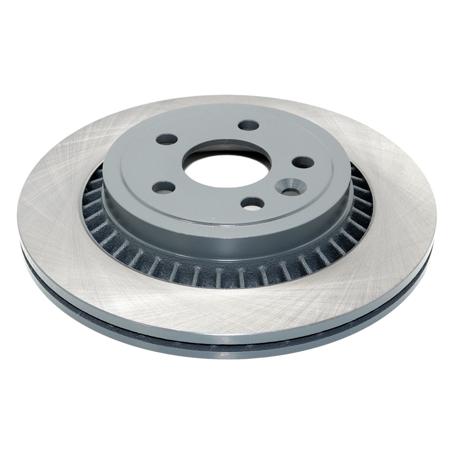 Coated on hat and edge; non-directional swirl finish