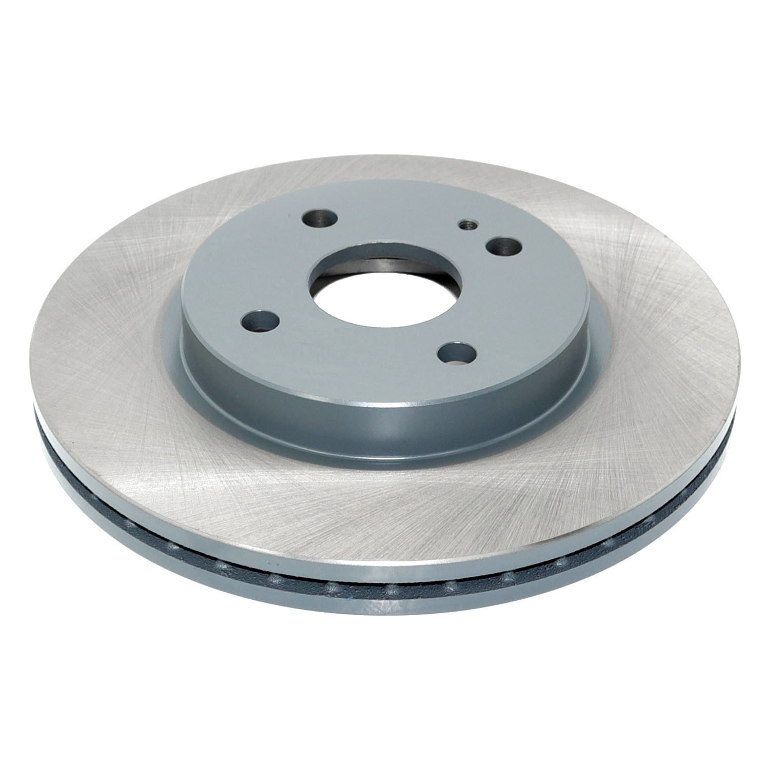 Coated on hat and edge; non-directional swirl finish