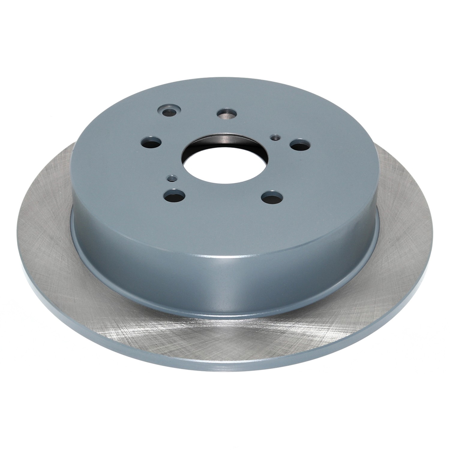 Coated on hat and edge; non-directional swirl finish